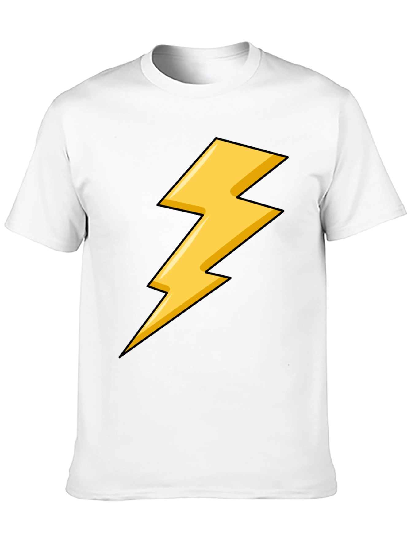Black T-Shirt with Yellow Lightning Bolt Design