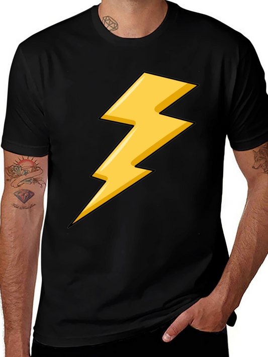 Black T-Shirt with Yellow Lightning Bolt Design
