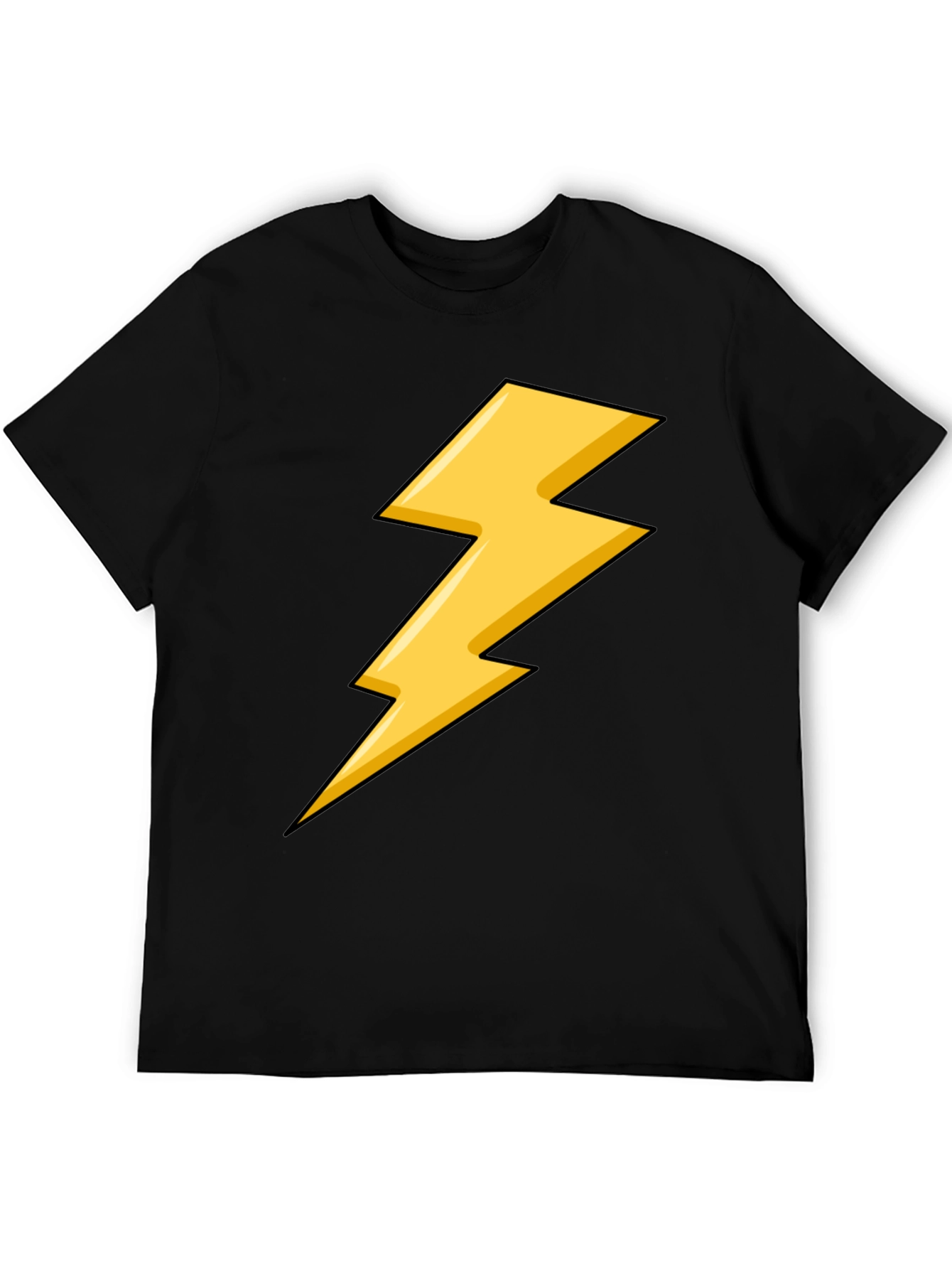 Black T-Shirt with Yellow Lightning Bolt Design