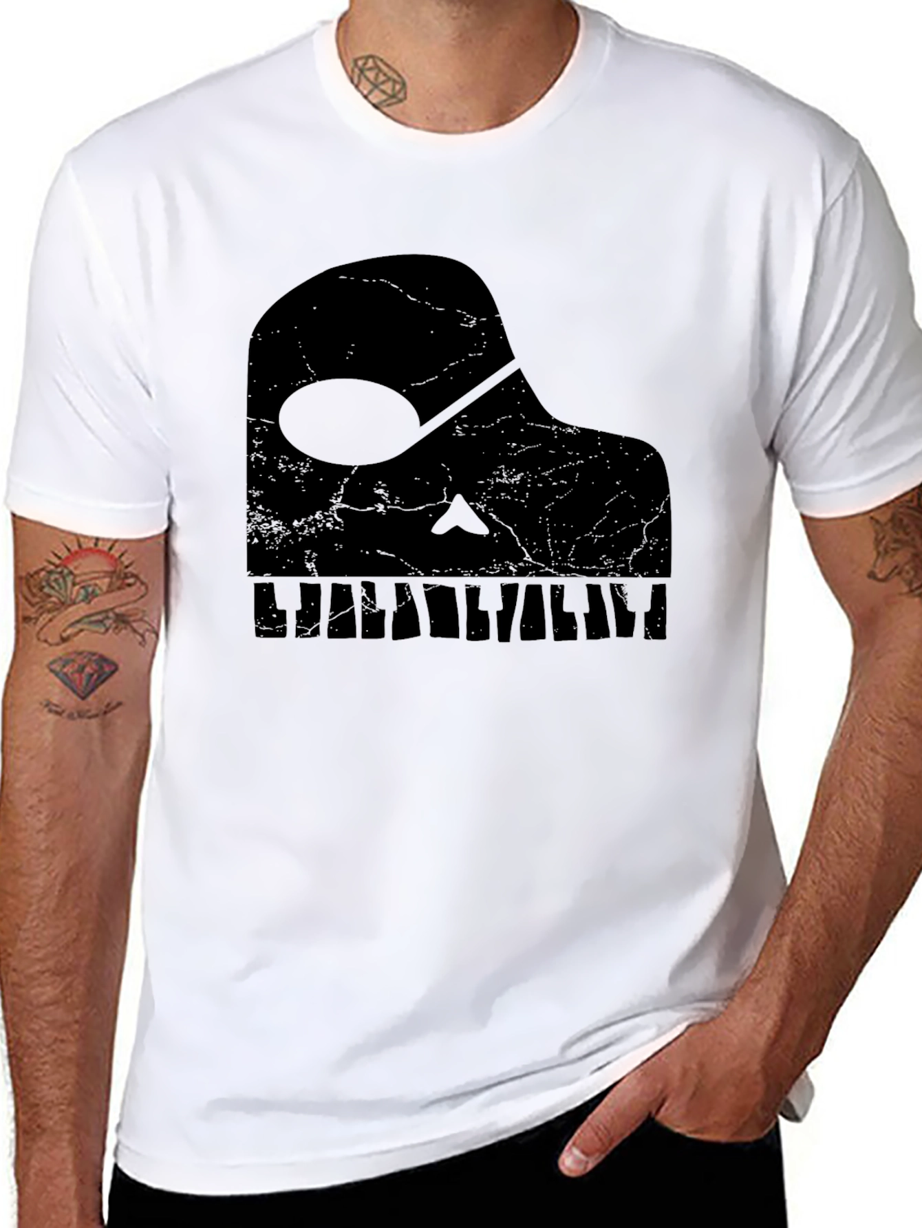 Piano Skull Graphic Tee - Music Lovers T-Shirt
