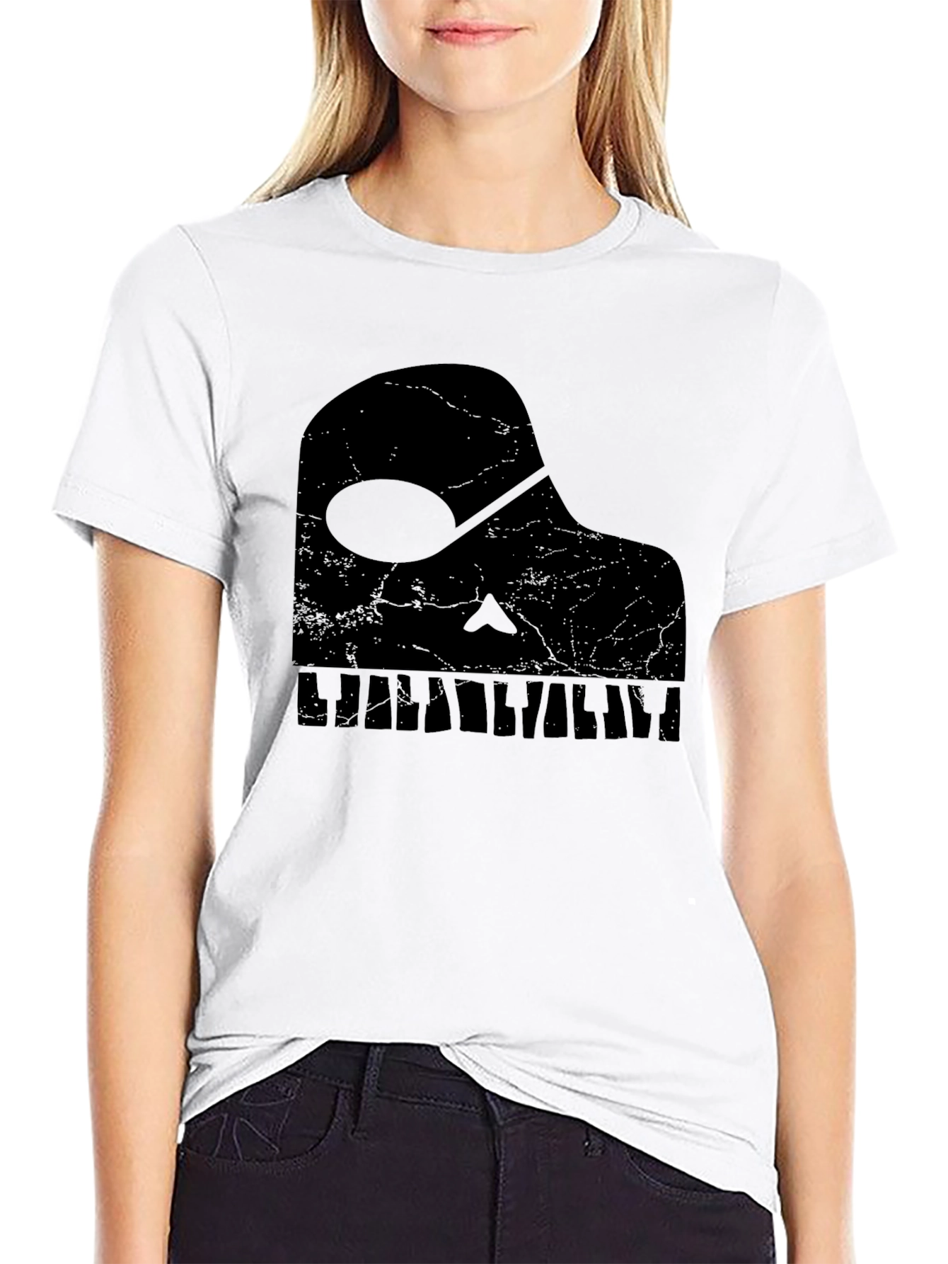 Piano Skull Graphic Tee - Music Lovers T-Shirt