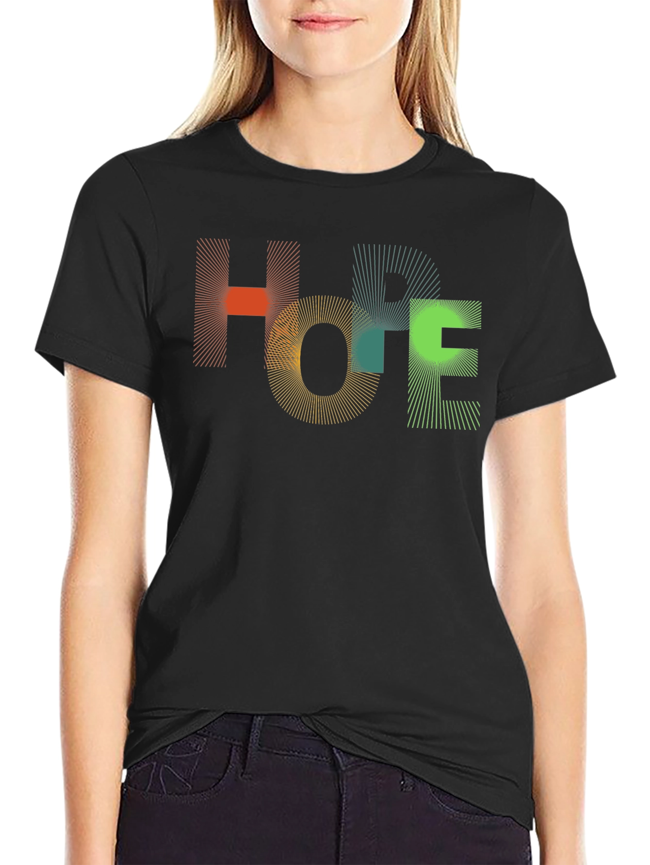 Abstract HOPE Graphic Black T-Shirt