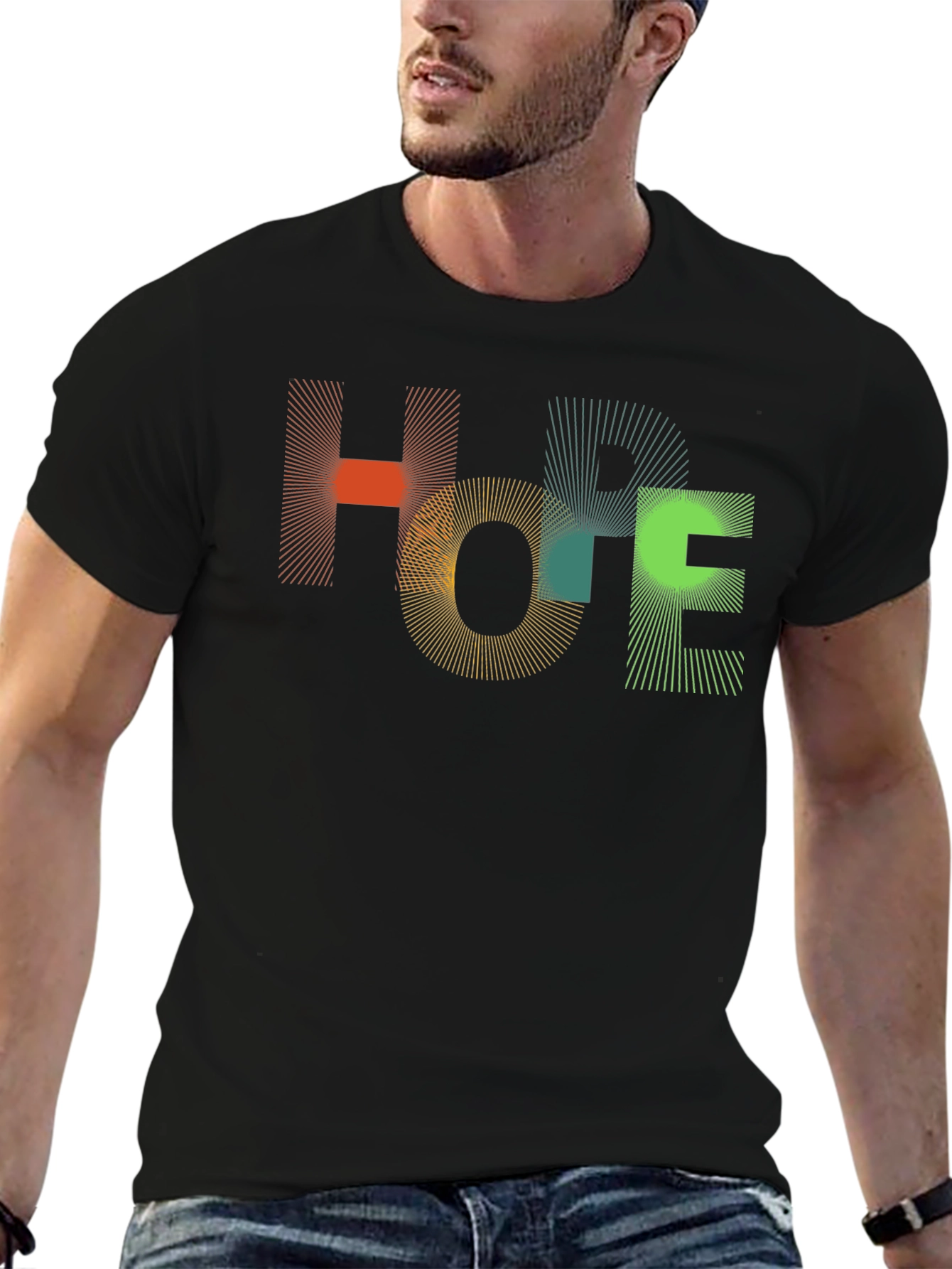 Abstract HOPE Graphic Black T-Shirt