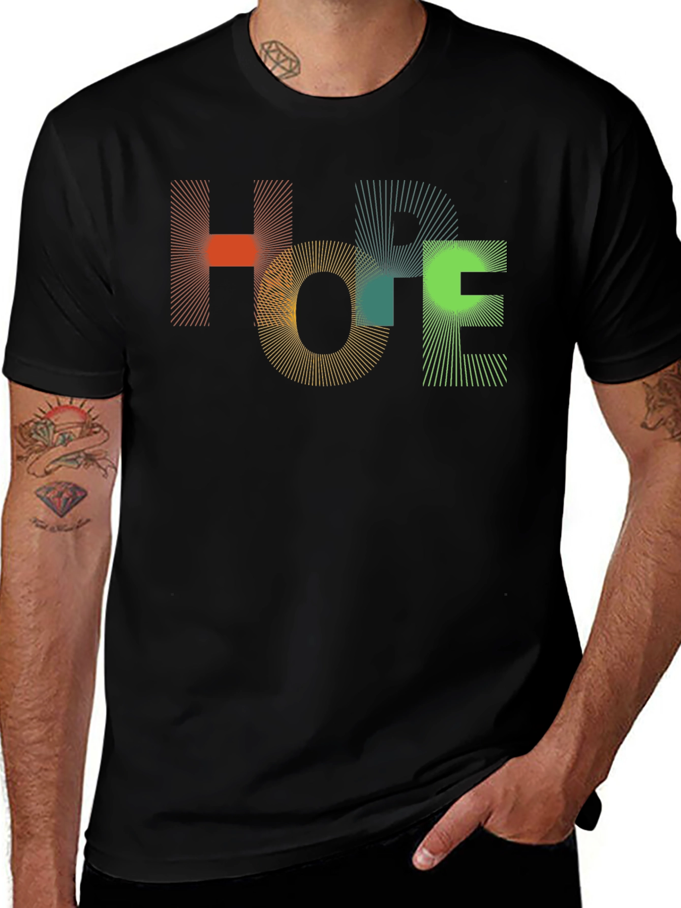 Abstract HOPE Graphic Black T-Shirt