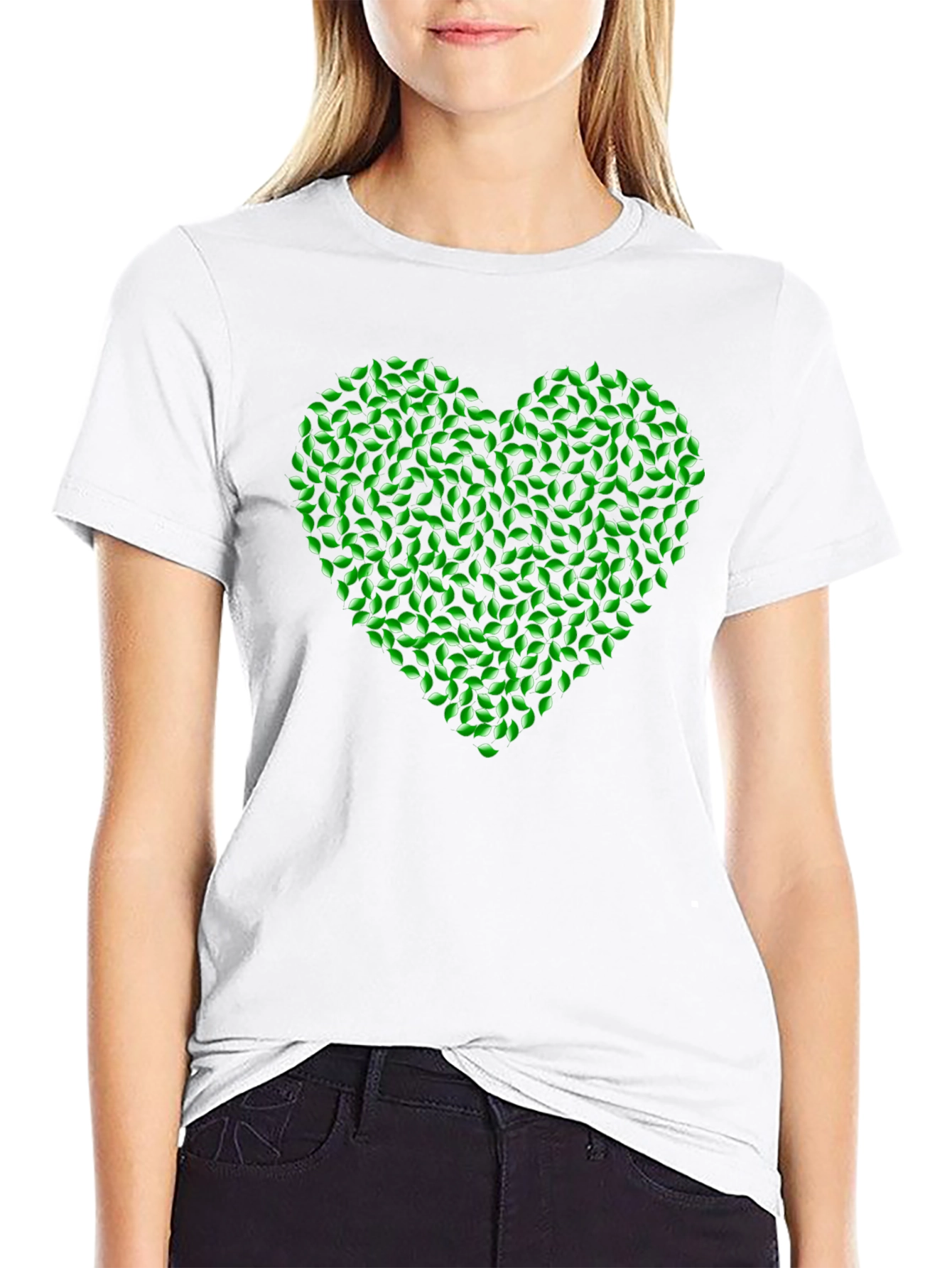 Green Leaf Heart Tee - Nature Love T-Shirt