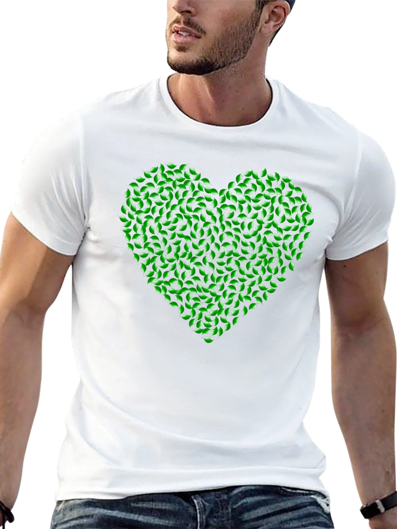 Green Leaf Heart Tee - Nature Love T-Shirt