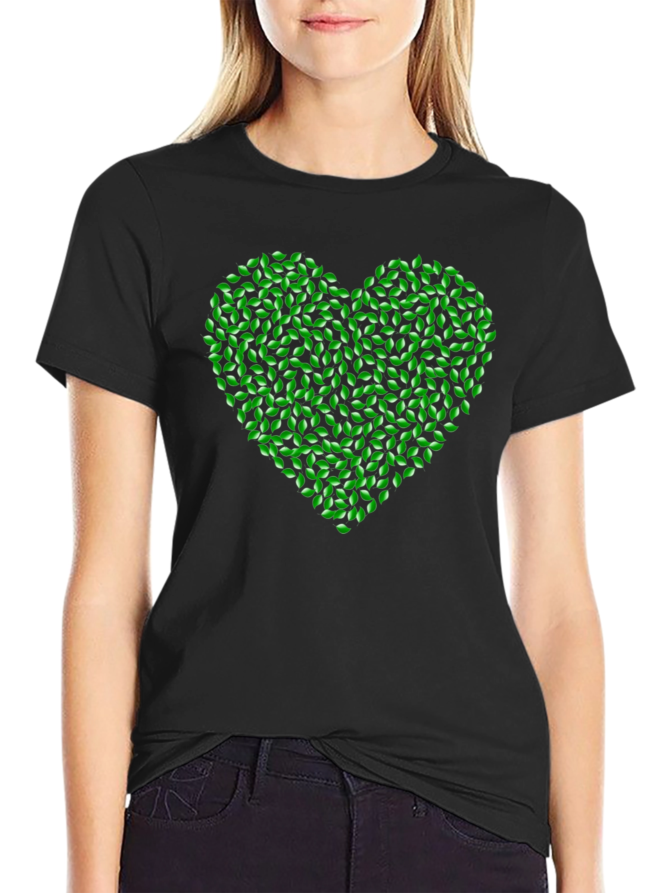 Green Leaf Heart Tee - Nature Love T-Shirt