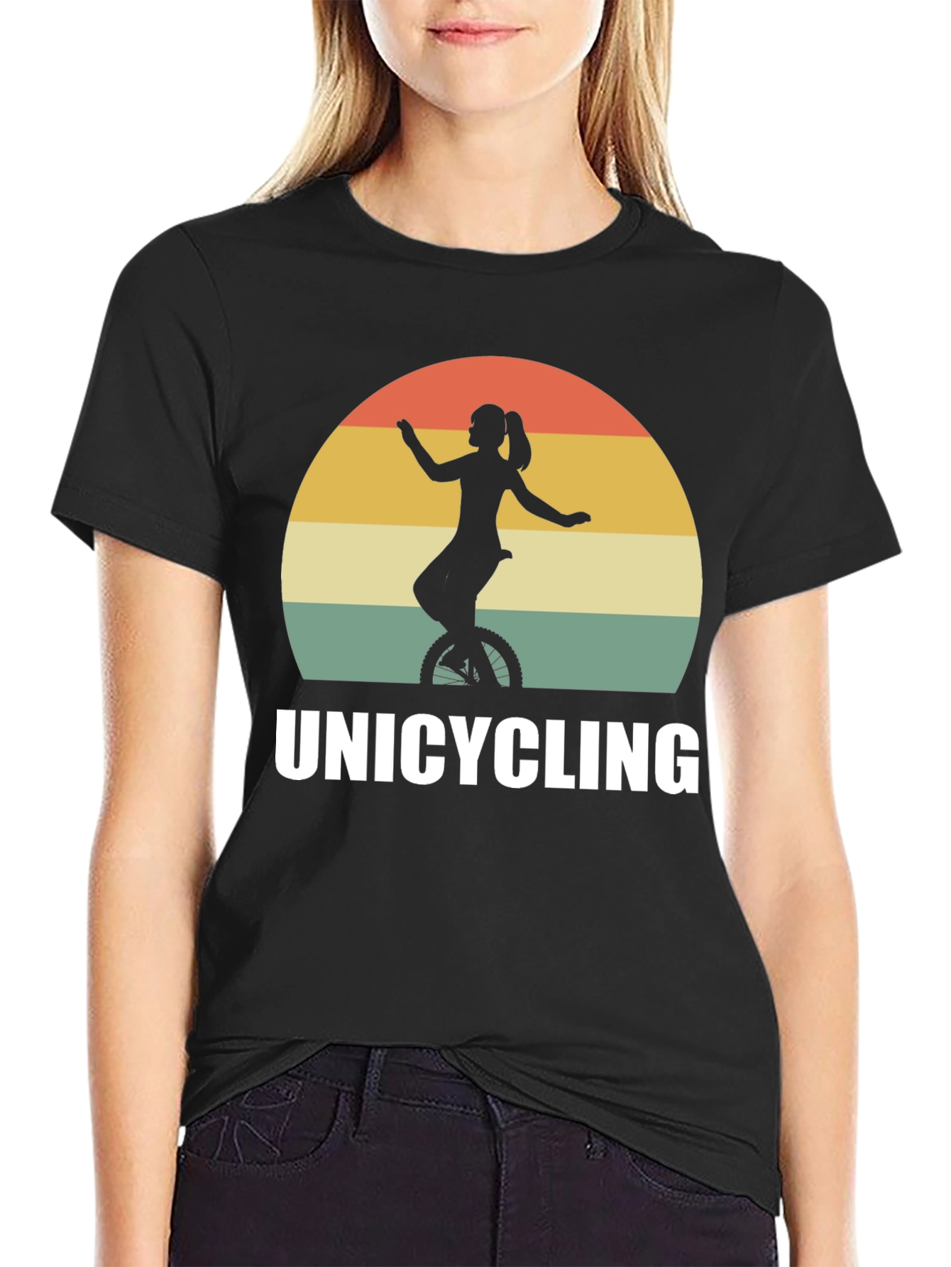 Unicycling Retro Sunset T-Shirt