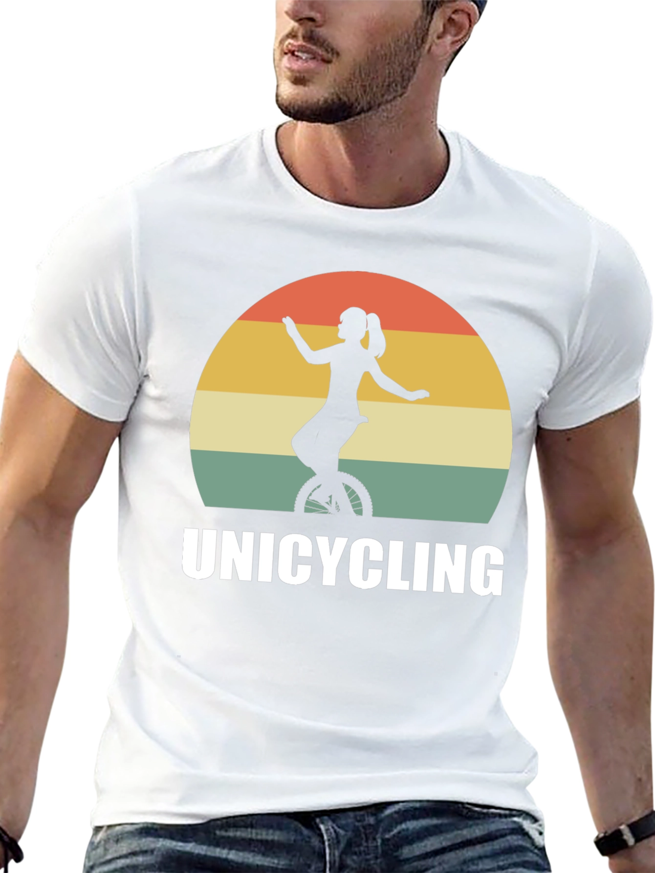 Unicycling Retro Sunset T-Shirt