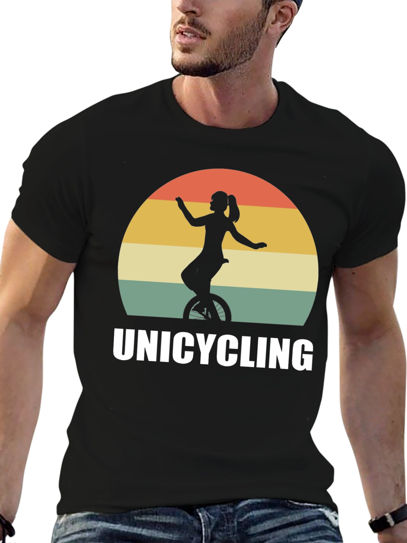 Unicycling Retro Sunset T-Shirt