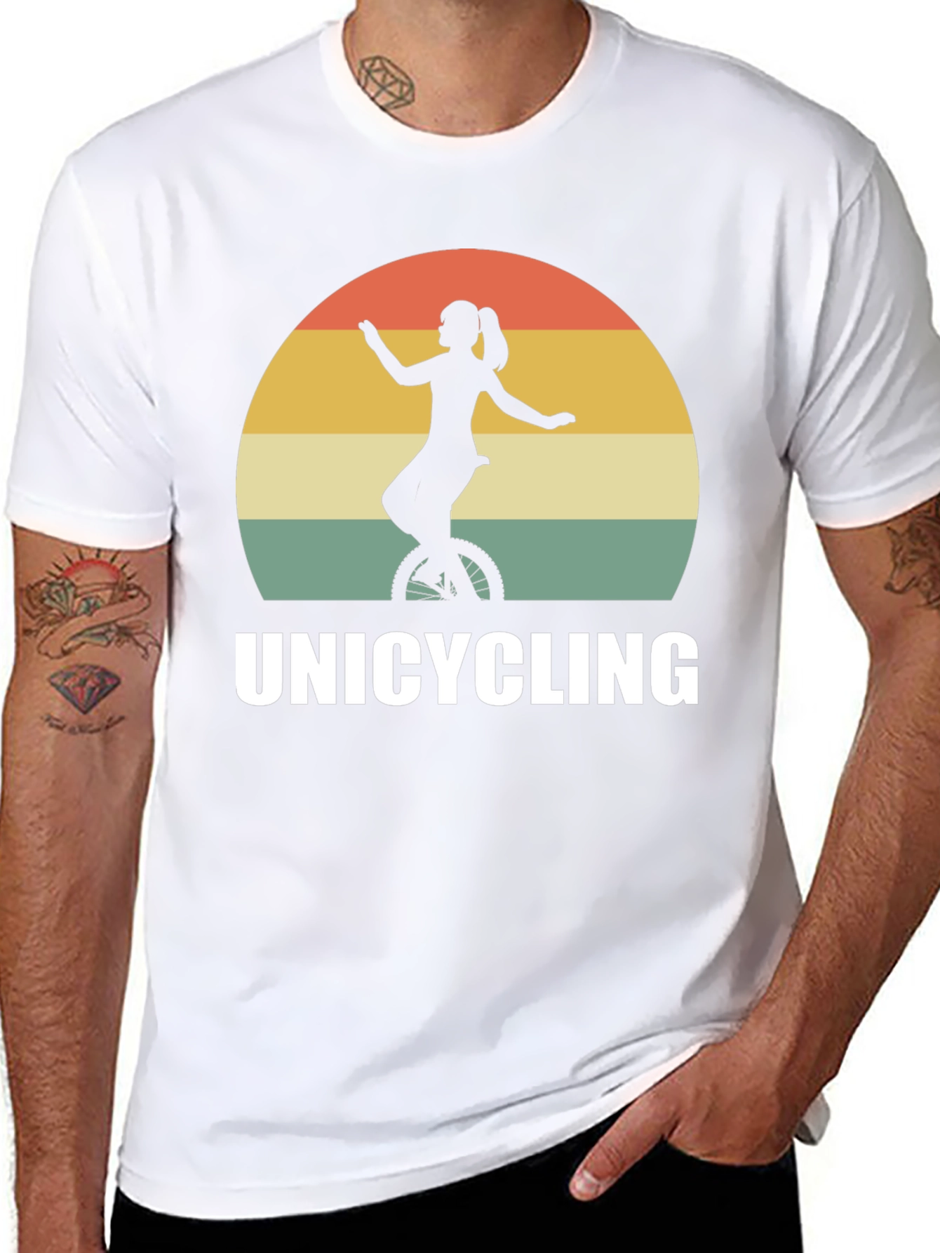 Unicycling Retro Sunset T-Shirt