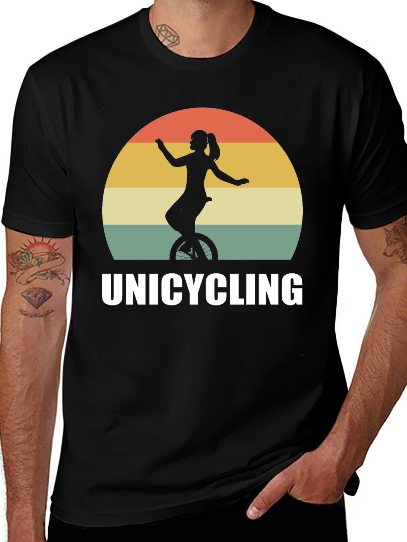Unicycling Retro Sunset T-Shirt