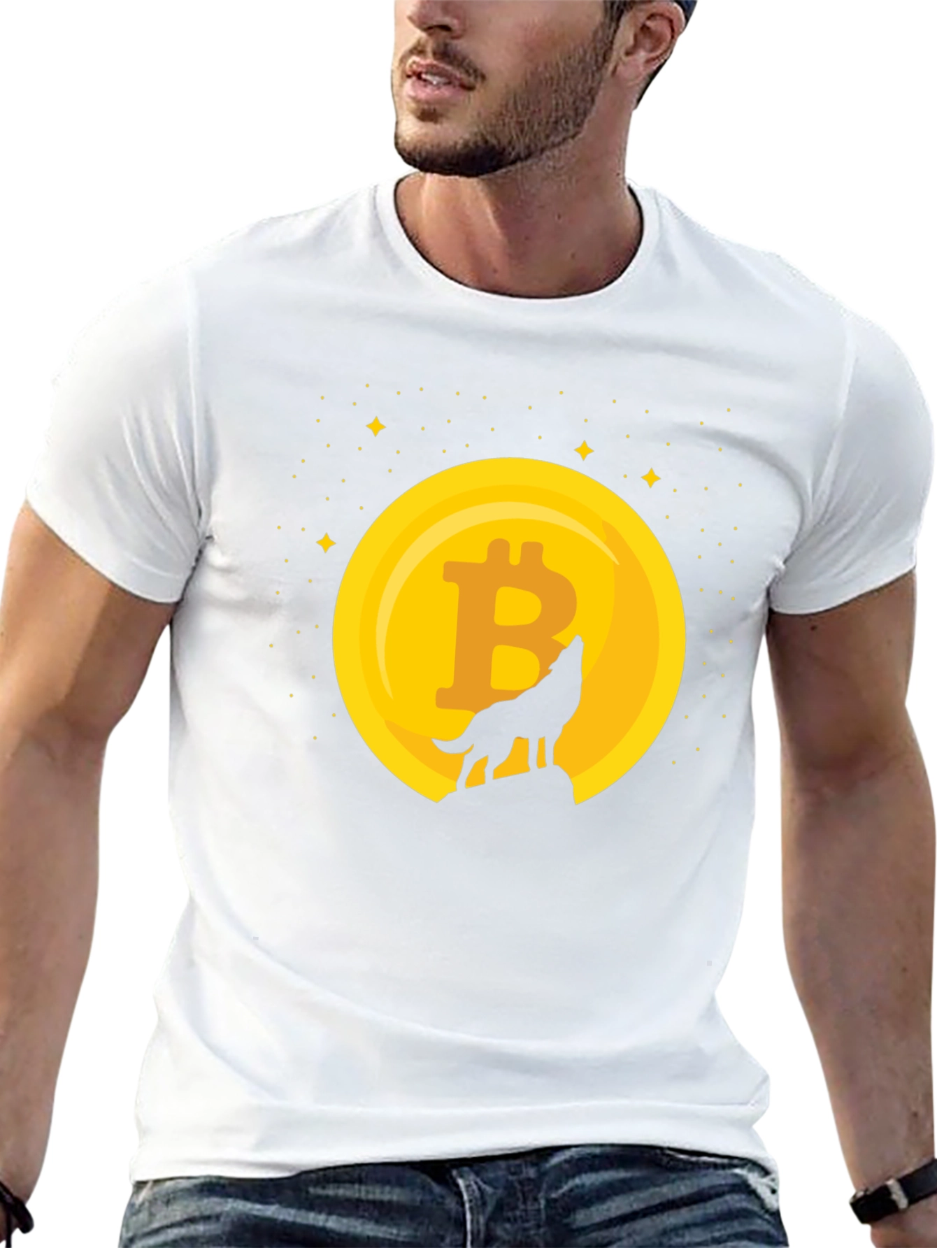 Bitcoin Moon Howl T-Shirt - Crypto Wolf