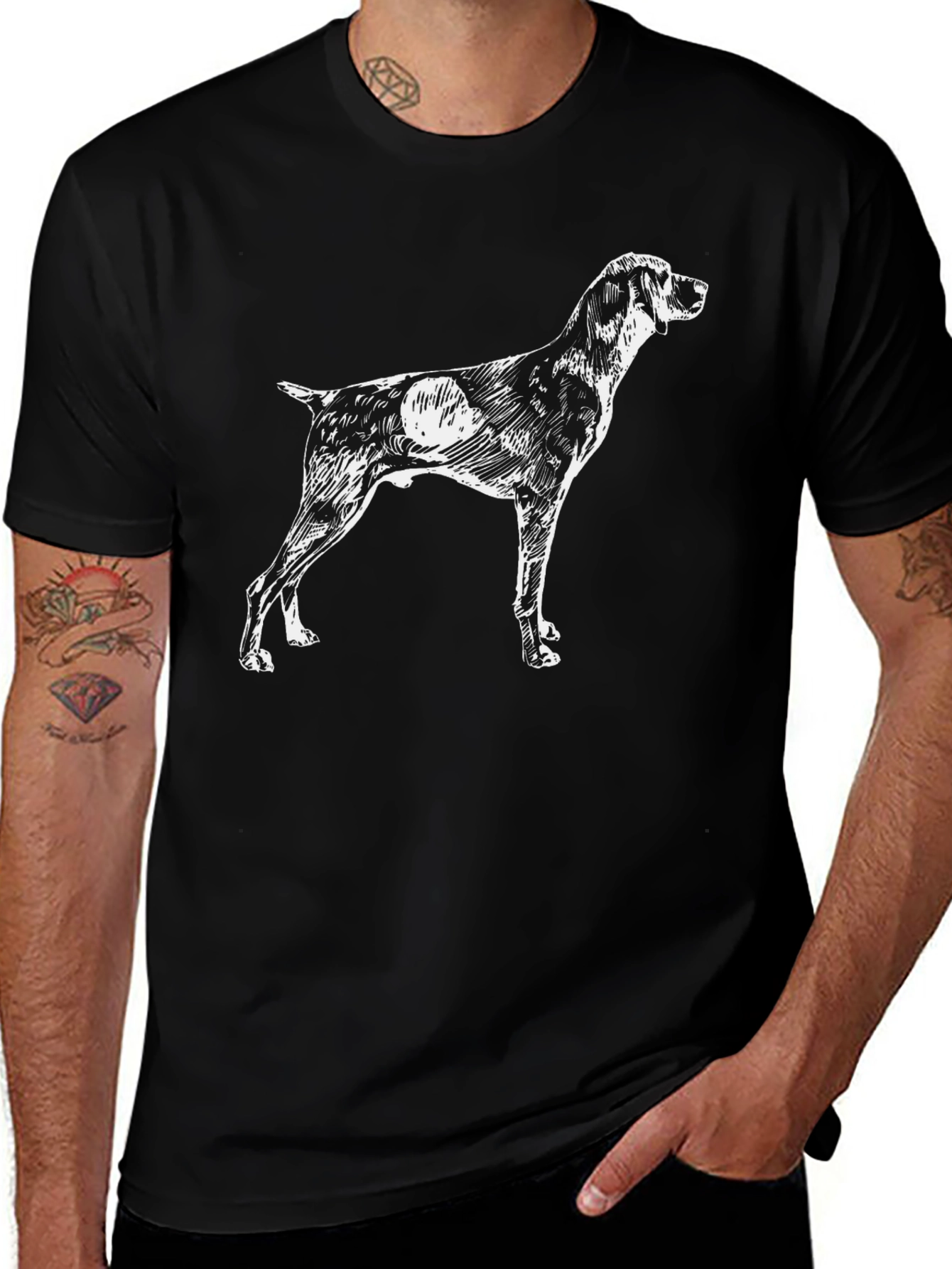 Dog Sketch Mens Black T-Shirt