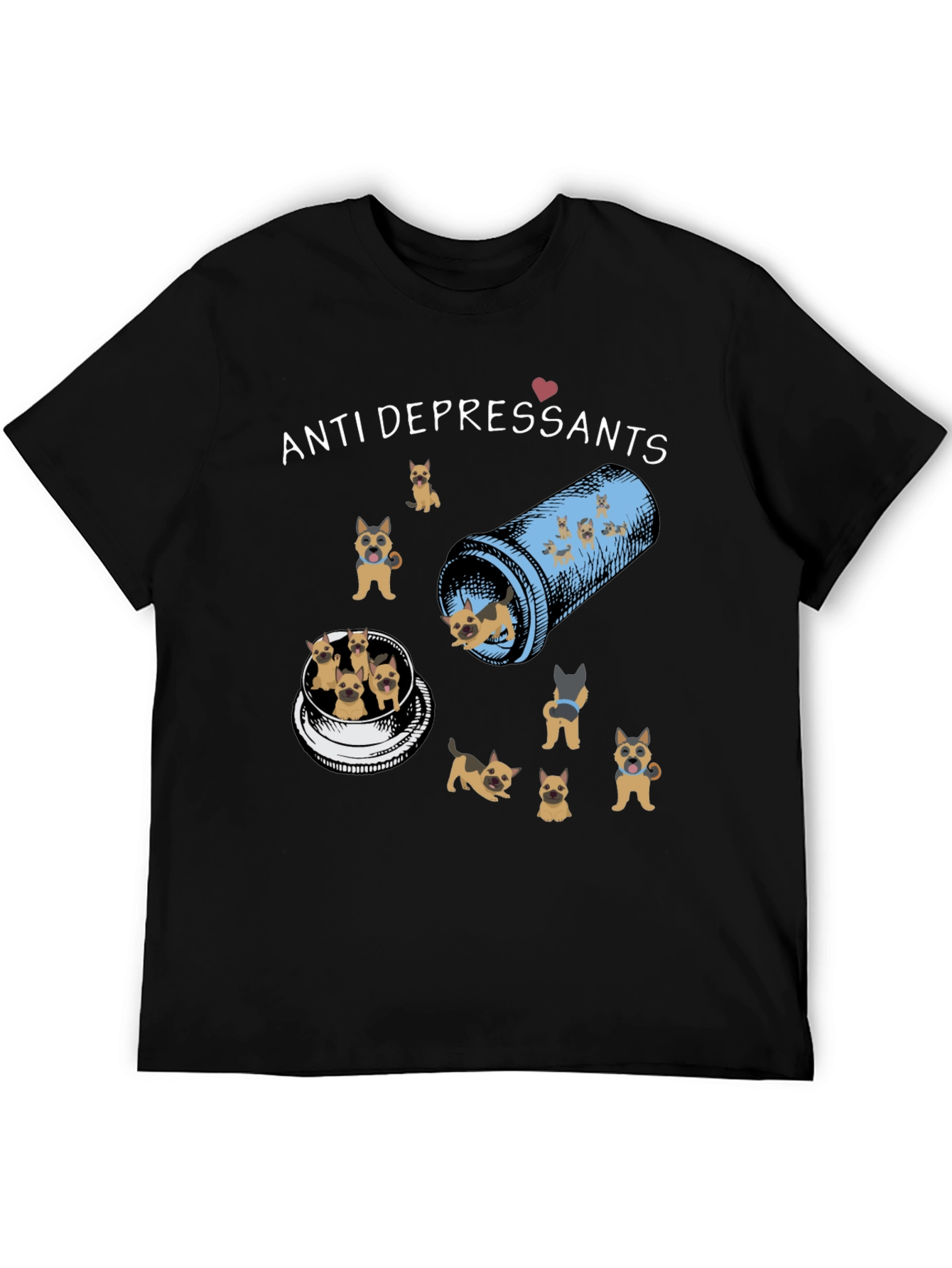 Anti-Depressants T-Shirt with Dog Design