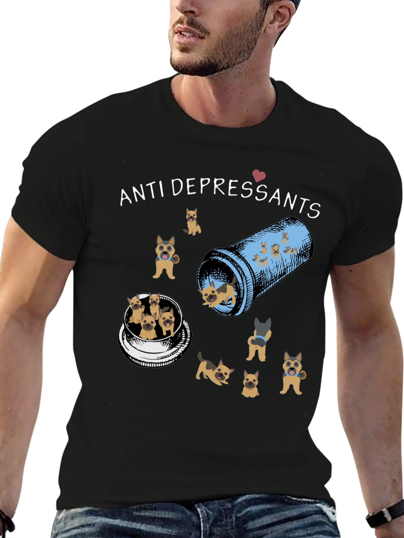 Anti-Depressants T-Shirt with Dog Design
