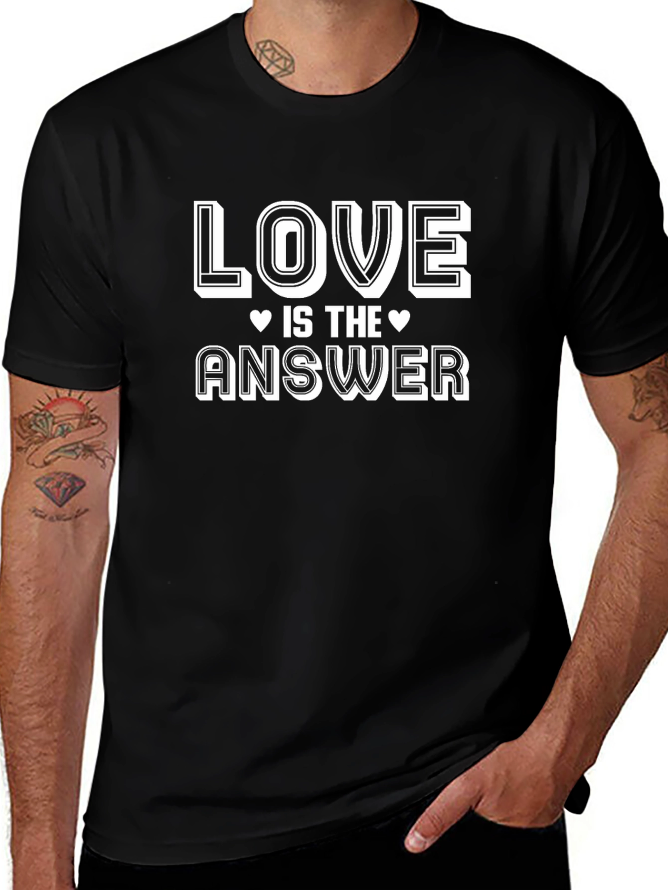 Love Is The Answer Graphic Black T-Shirt