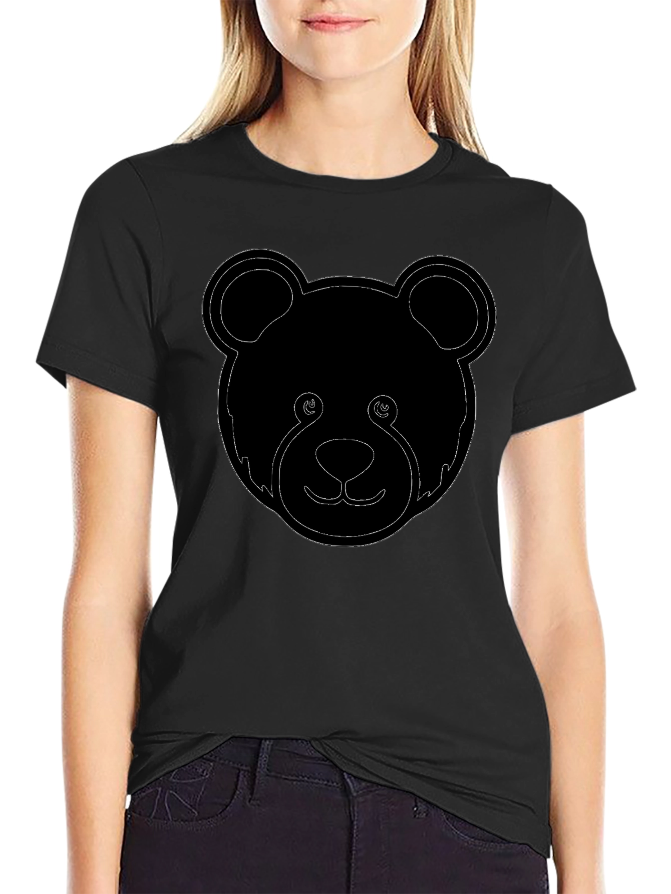 Cool Bear Outline Graphic Tee - Black