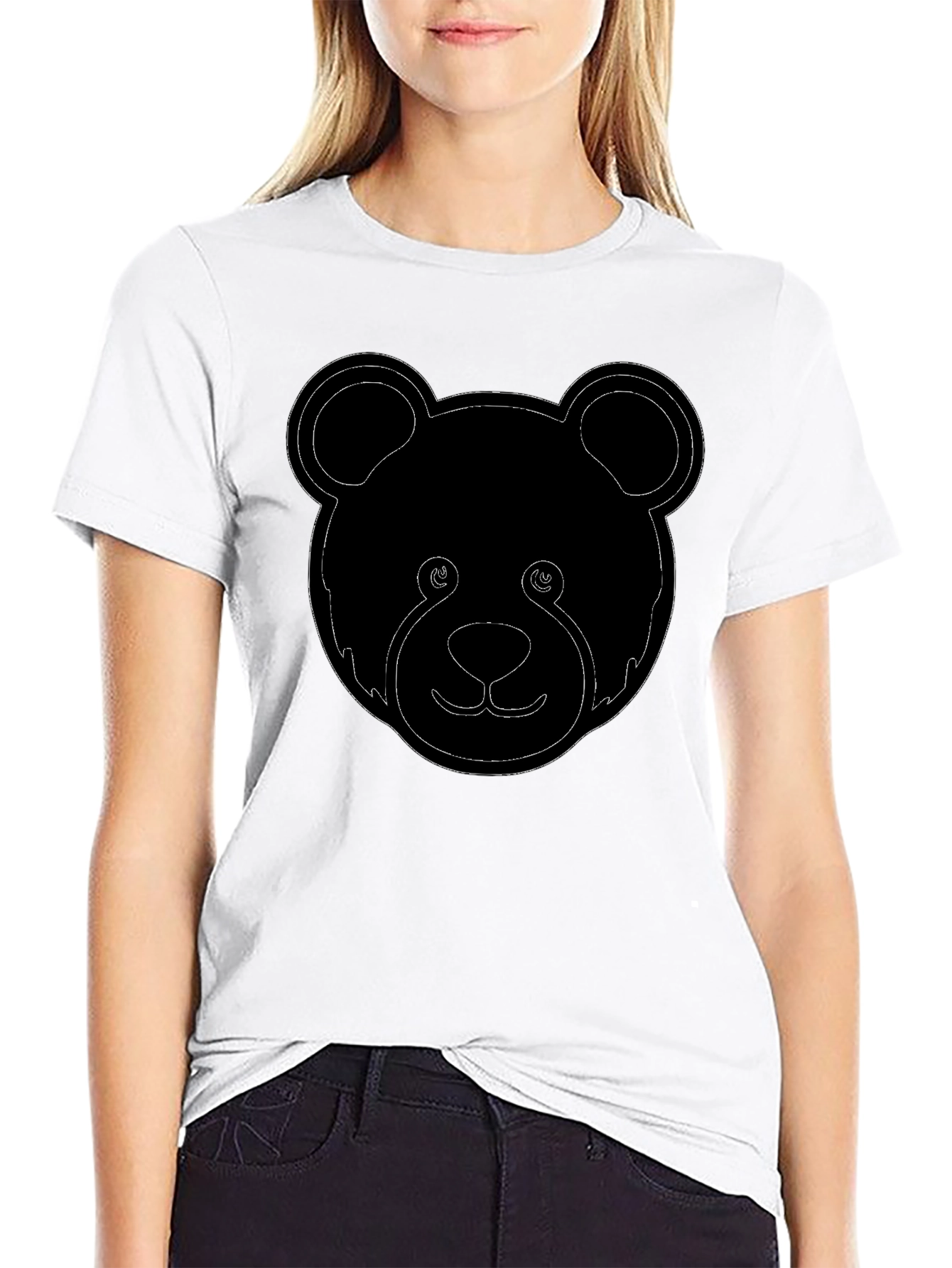 Cool Bear Outline Graphic Tee - Black
