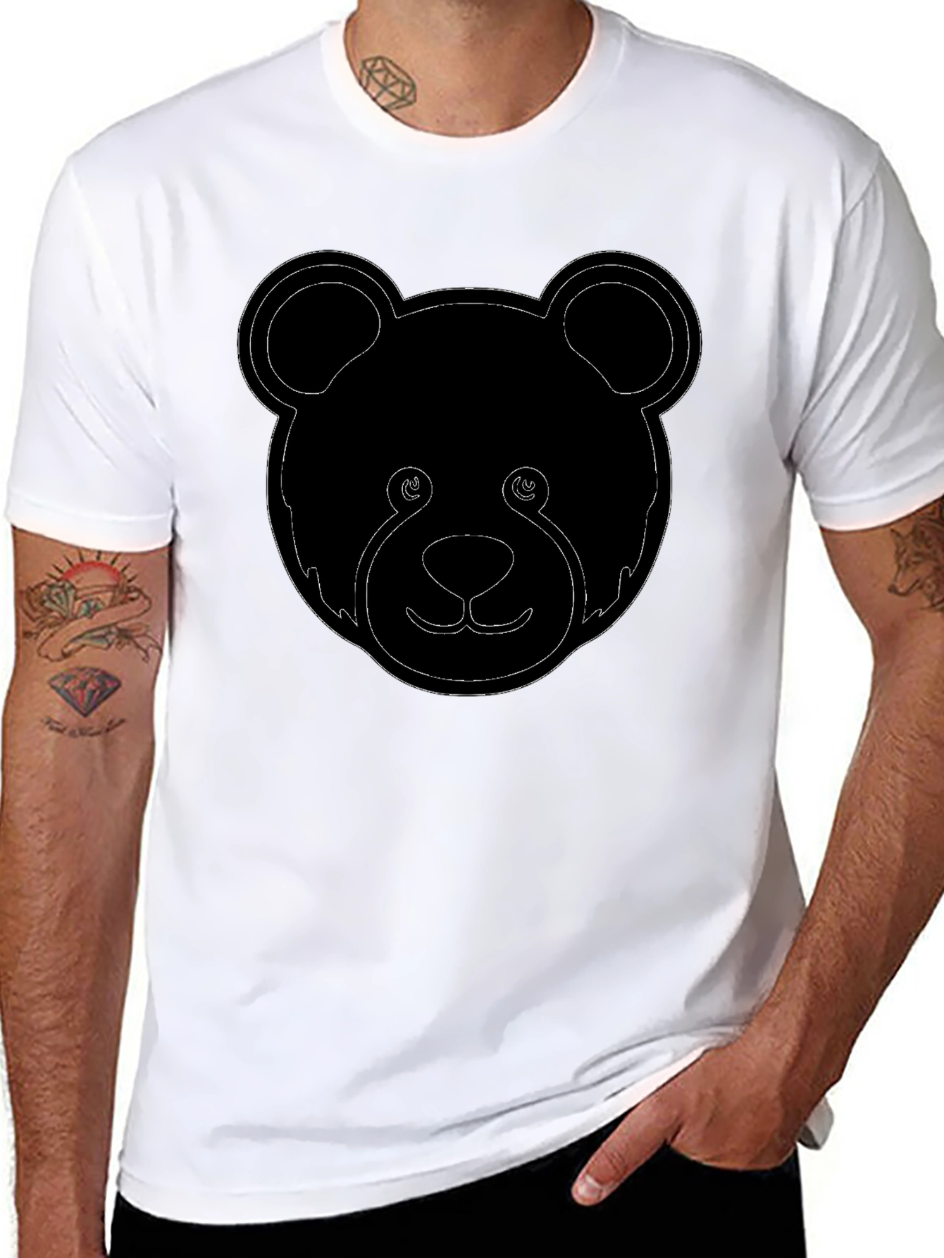 Cool Bear Outline Graphic Tee - Black