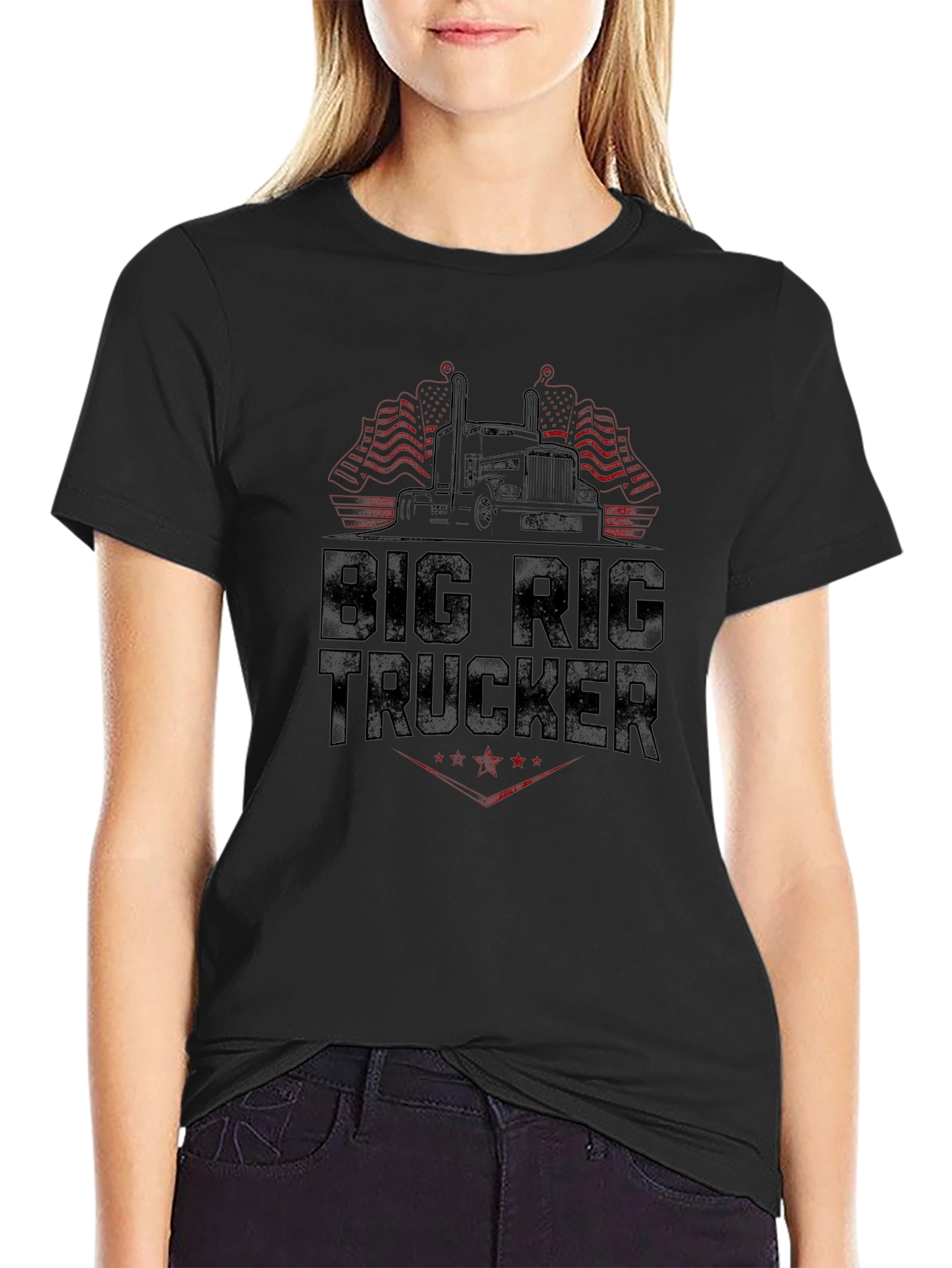 Big Rig Trucker Graphic Tee - Black