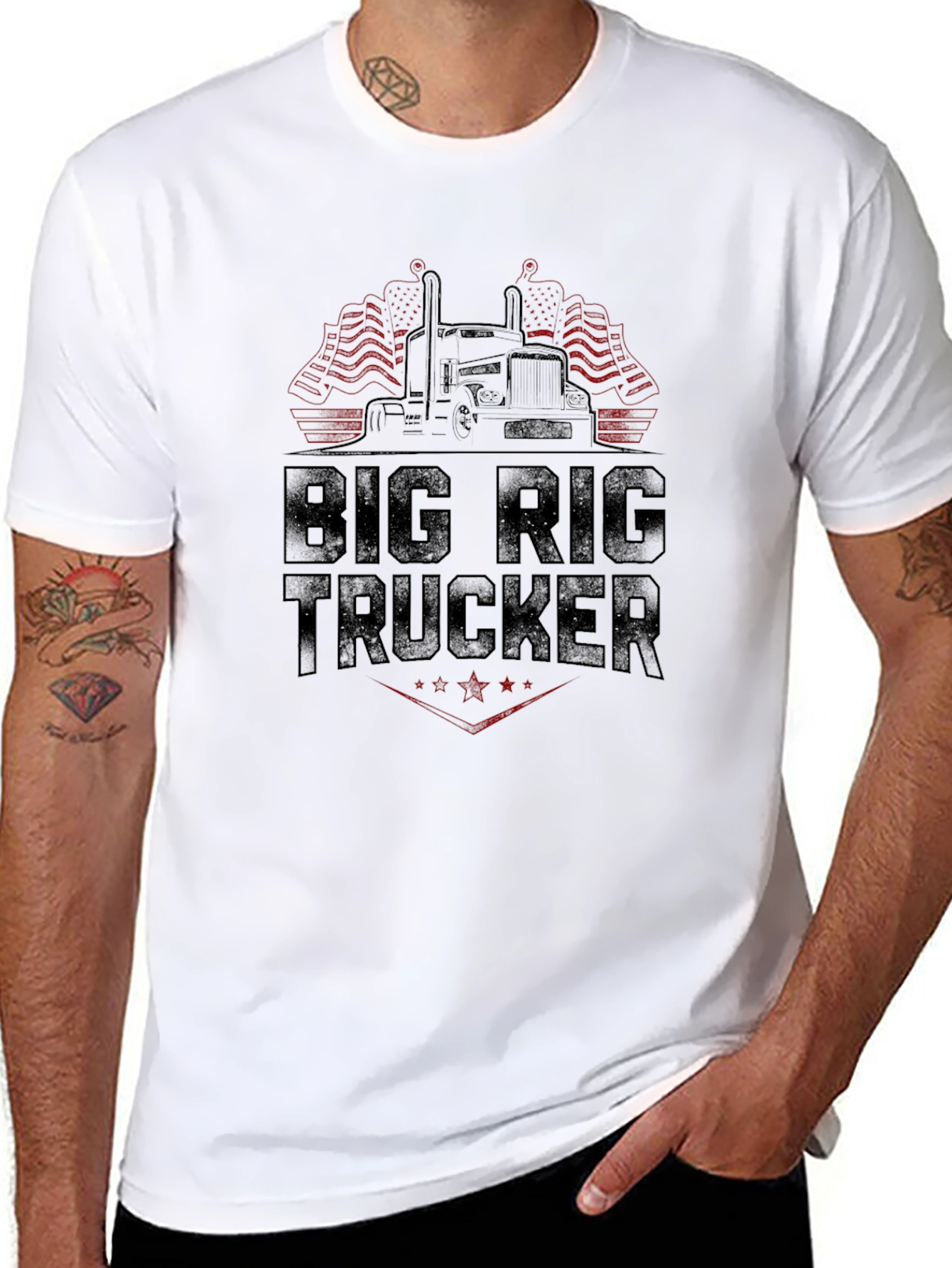 Big Rig Trucker Graphic Tee - Black