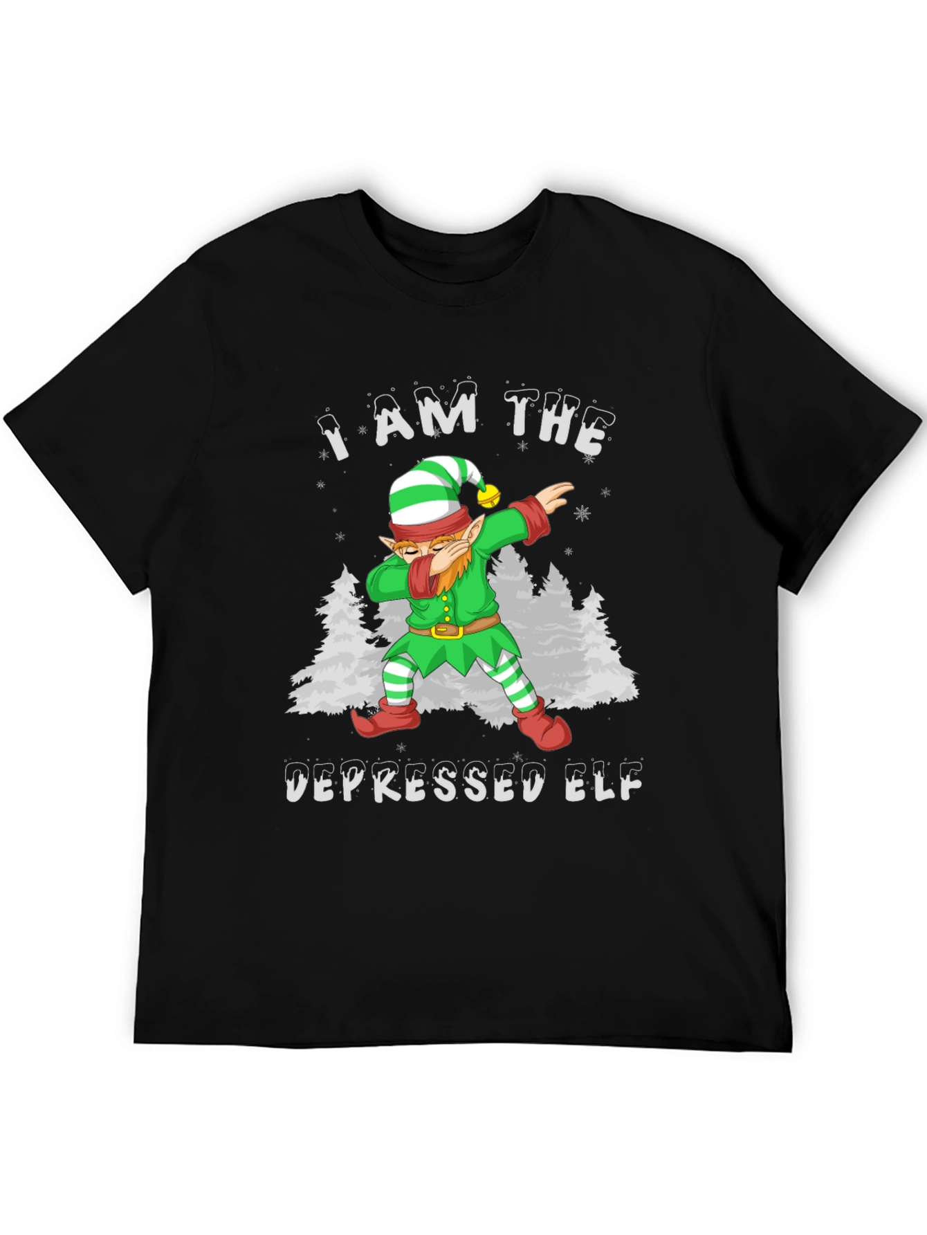 Depressed Elf Dab Funny Christmas T-Shirt