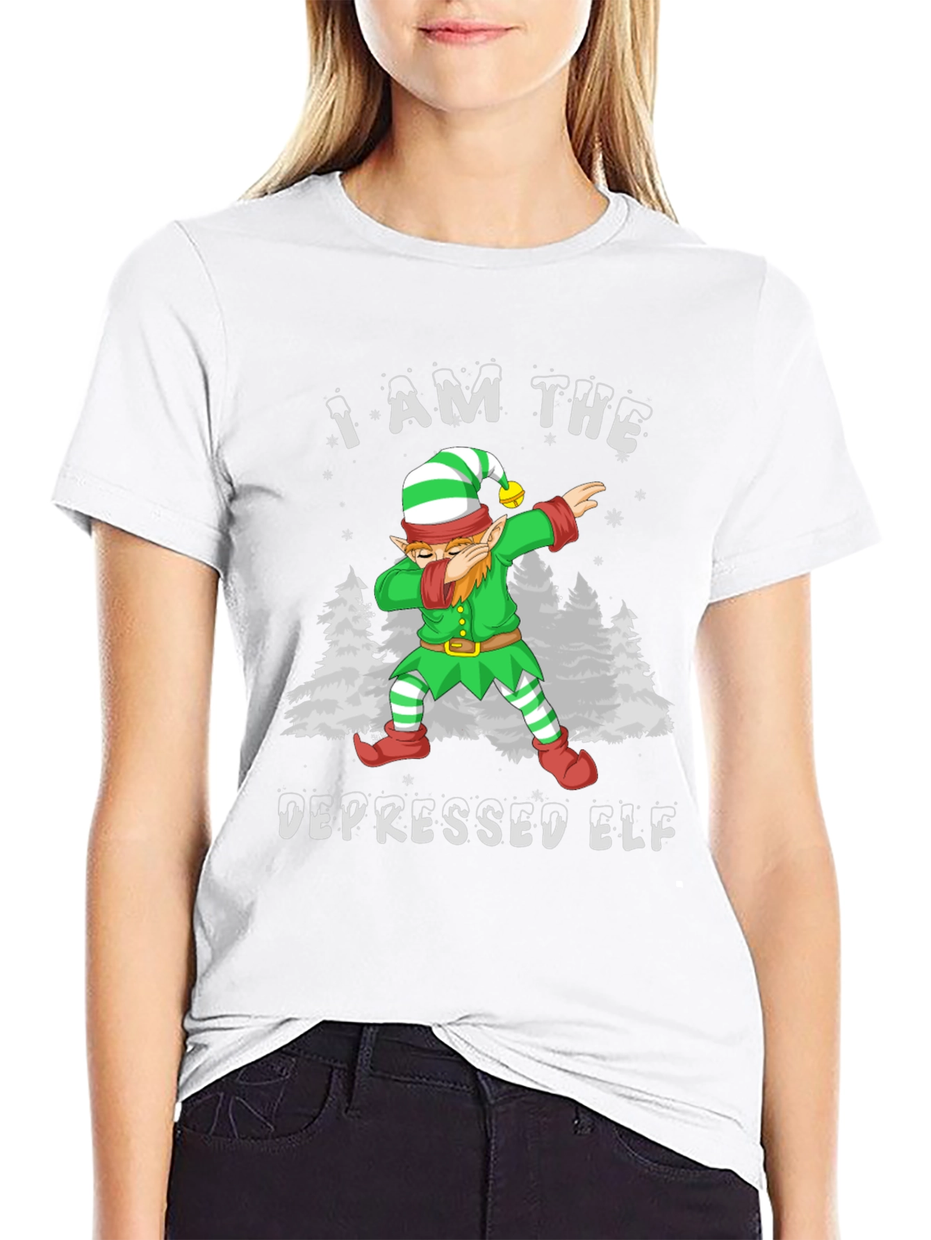 Depressed Elf Dab Funny Christmas T-Shirt