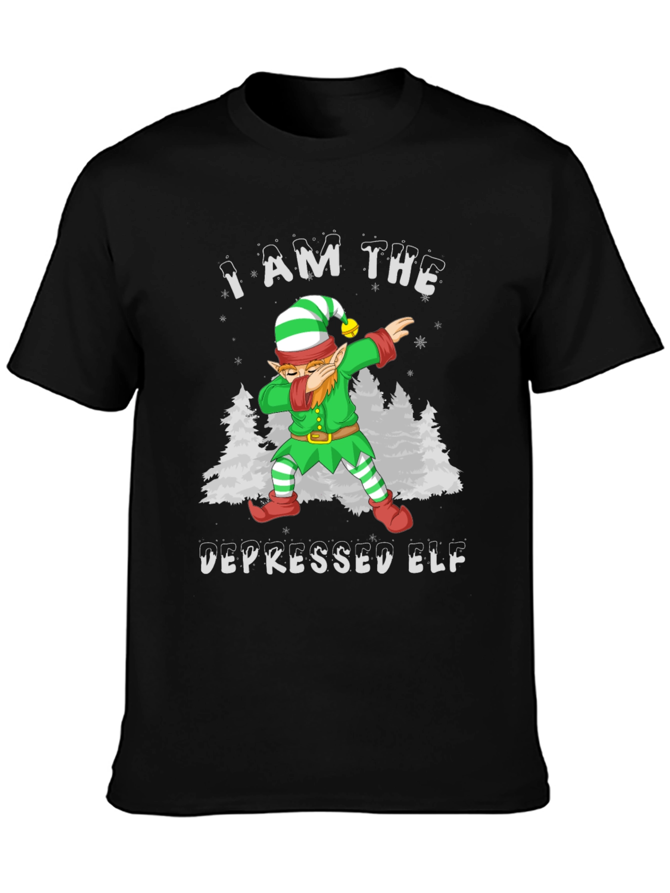 Depressed Elf Dab Funny Christmas T-Shirt