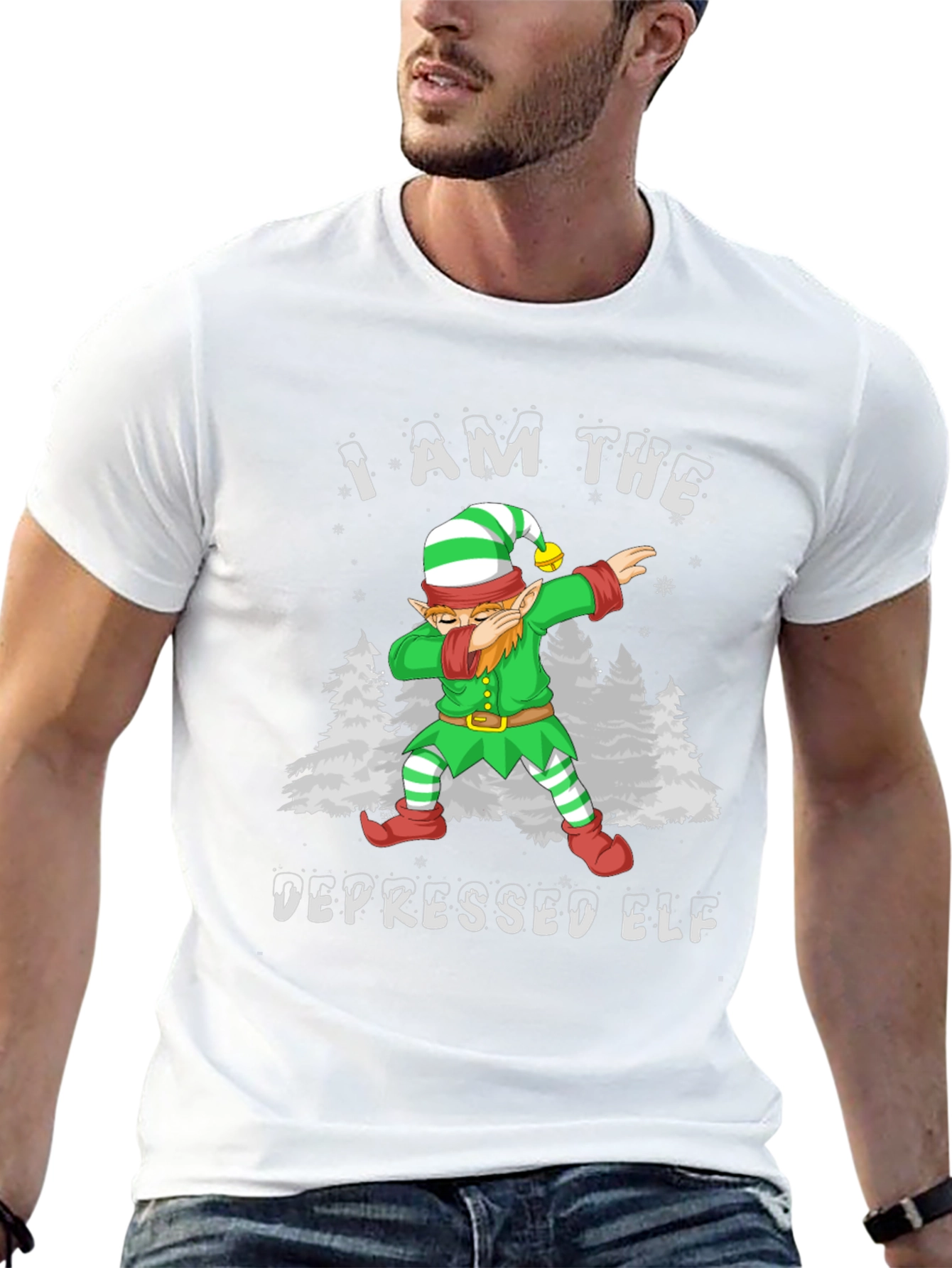 Depressed Elf Dab Funny Christmas T-Shirt