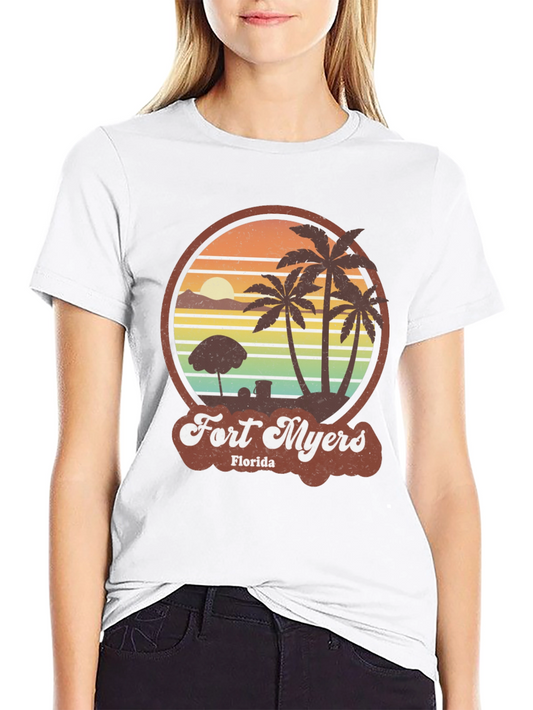 Fort Myers Florida Graphic Tee - Retro Palm Tree Design