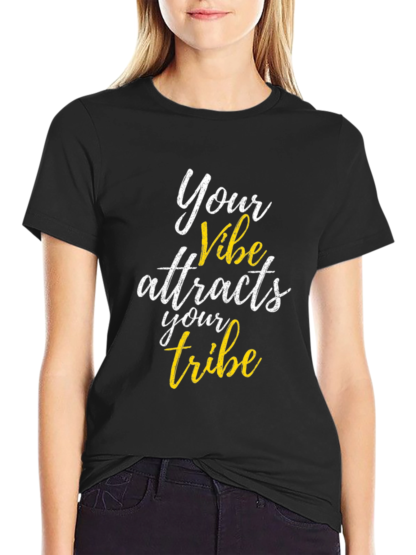 Vibe Attracts Tribe Black Graphic Tee