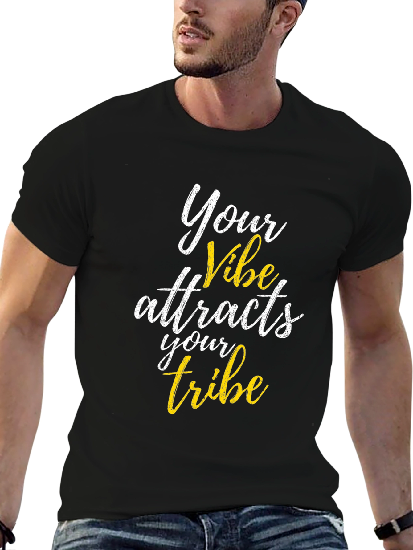 Vibe Attracts Tribe Black Graphic Tee