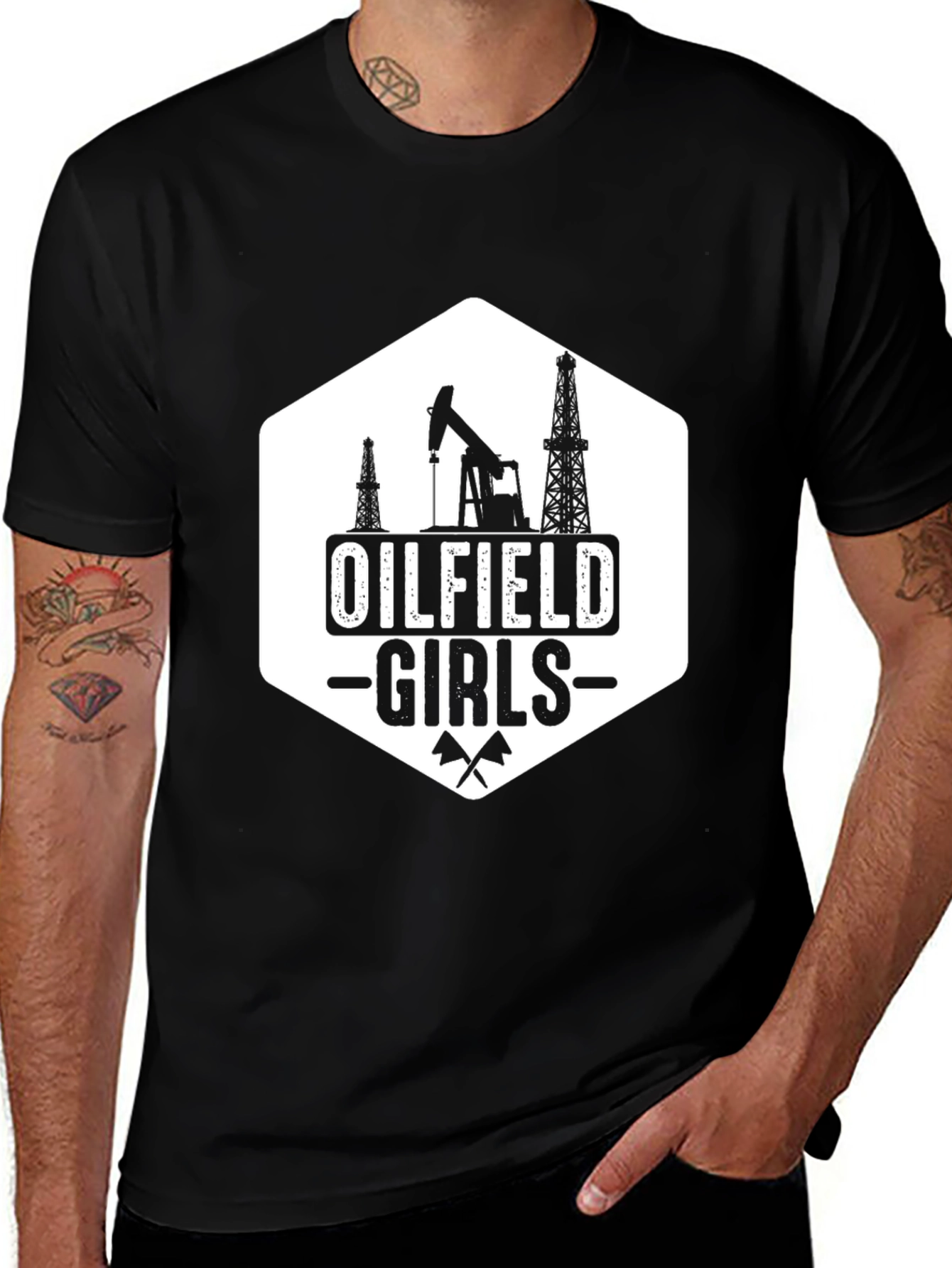 Oilfield Girls T-Shirt - Black Cotton Blend Tee