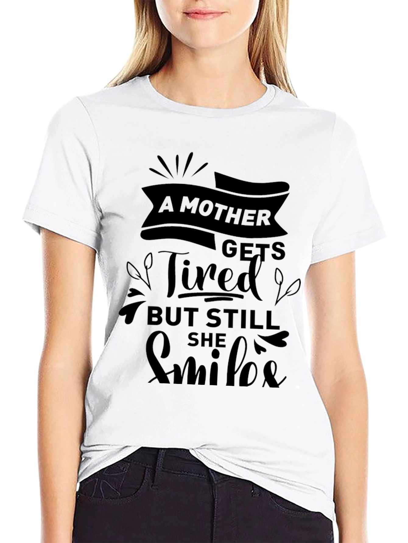 A Mother Gets Tired Black Tee - Unique Design