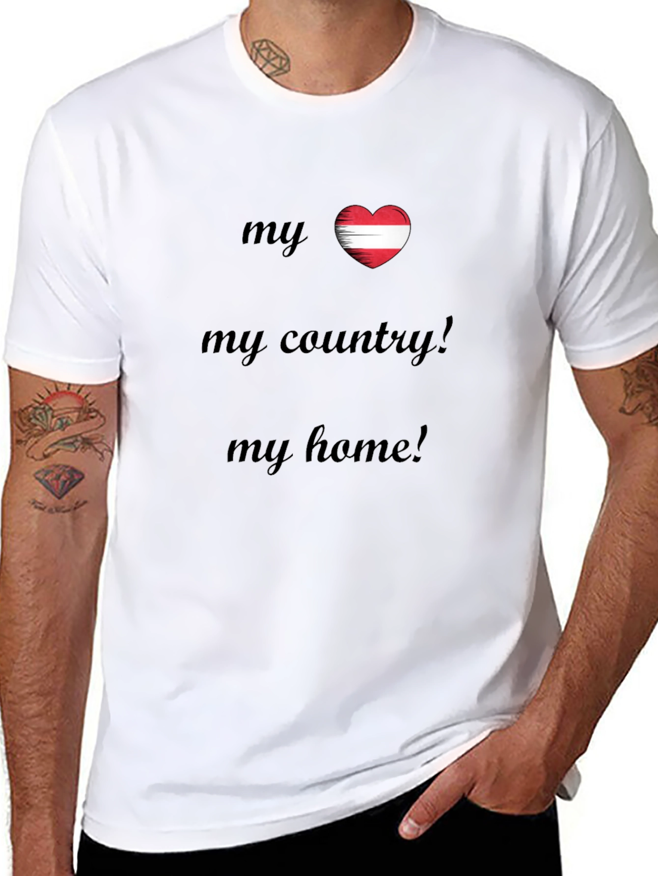 Austria Heart Flag T-Shirt - My Country My Home