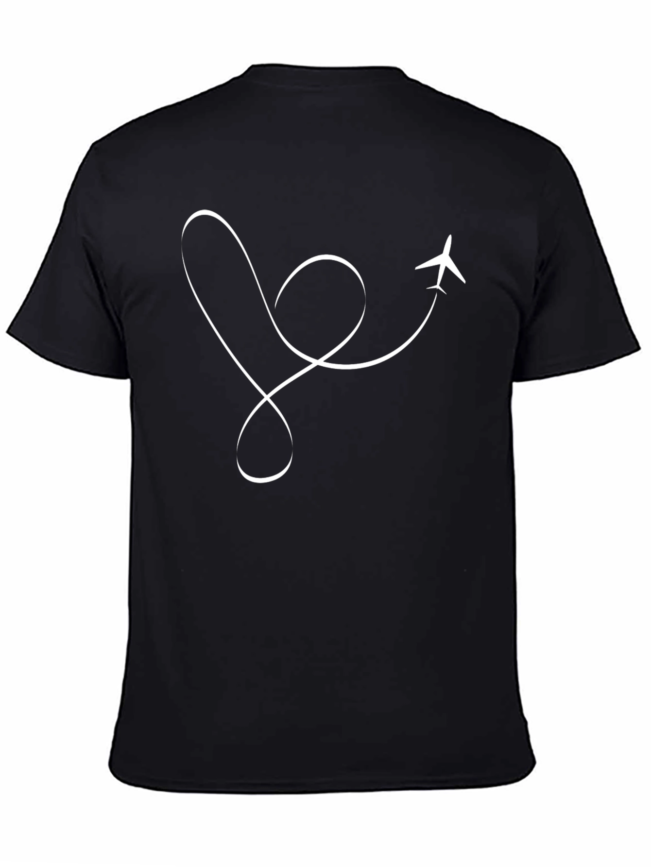 Airplane Travel Heart T-Shirt - Black