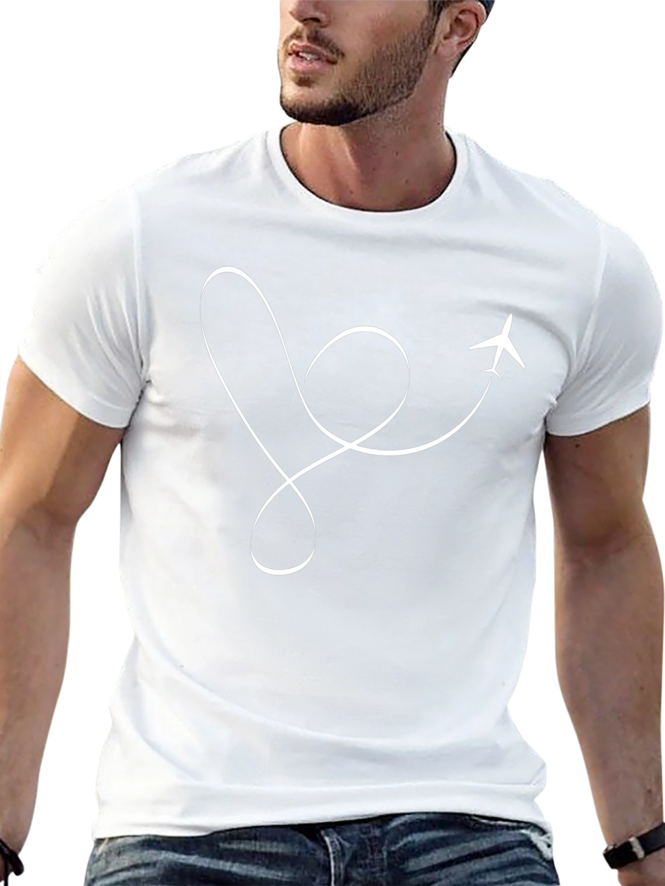 Airplane Travel Heart T-Shirt - Black