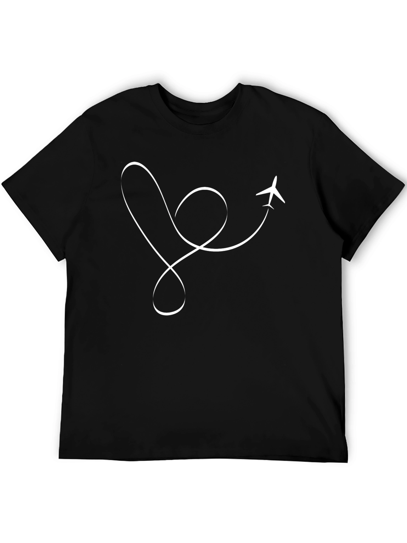 Airplane Travel Heart T-Shirt - Black