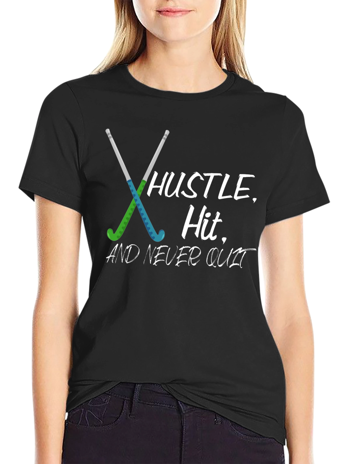 Hustle Hit Never Quit Hockey T-Shirt