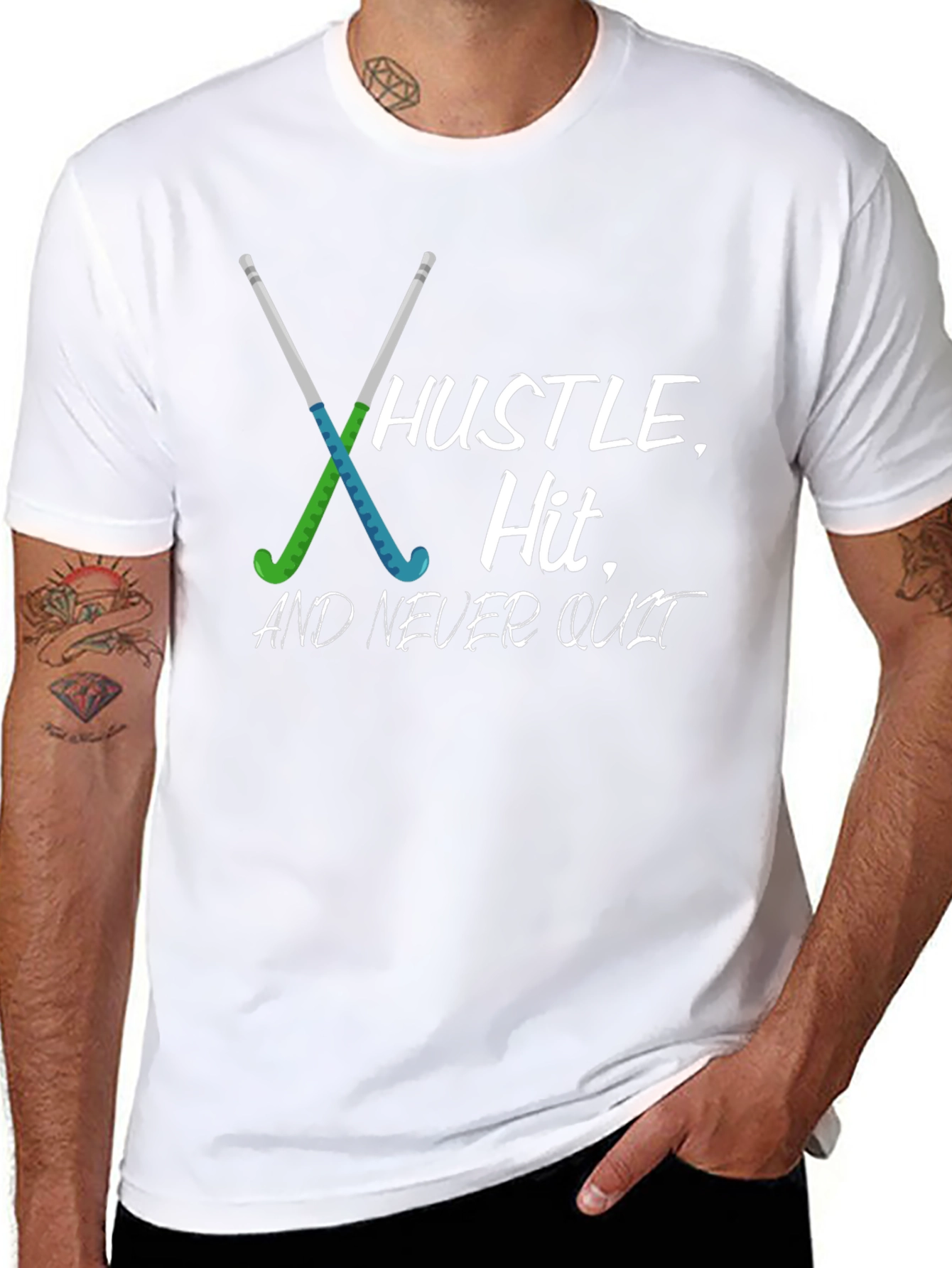 Hustle Hit Never Quit Hockey T-Shirt