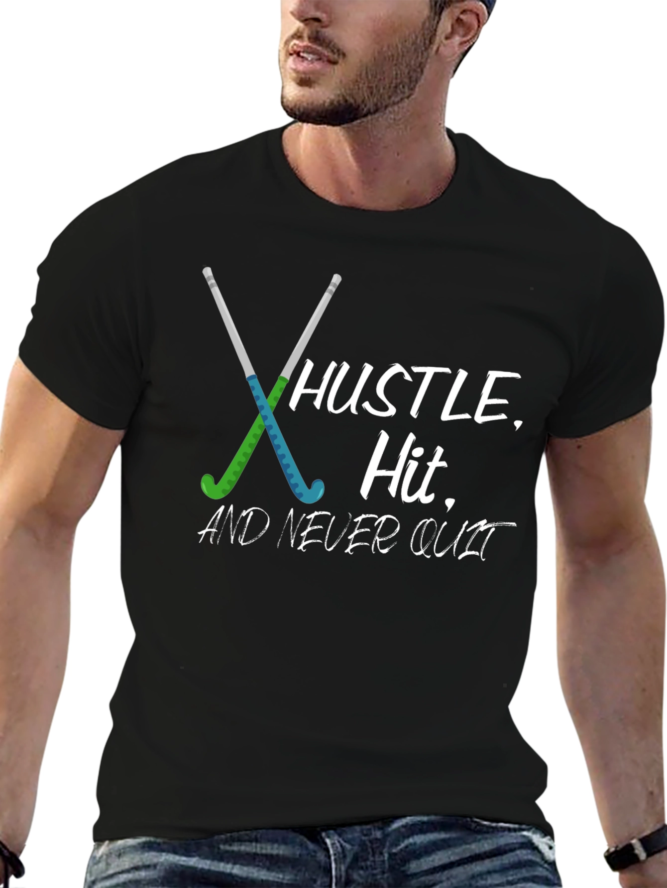 Hustle Hit Never Quit Hockey T-Shirt