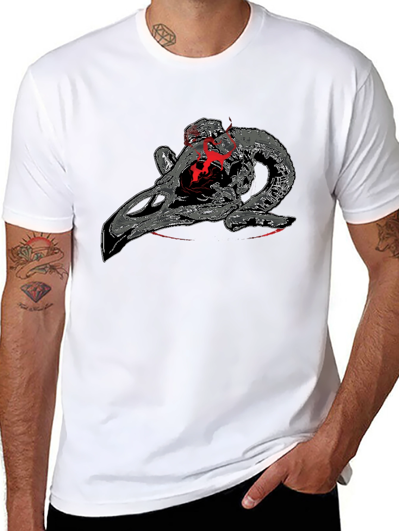 Ram Skull Graphic Tee - Dark & Edgy Design