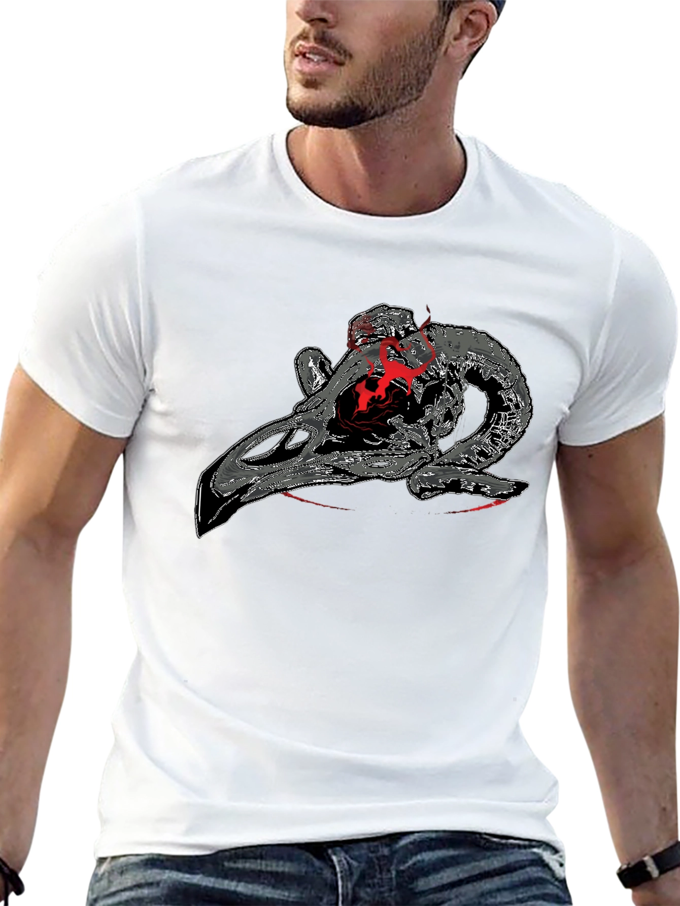 Ram Skull Graphic Tee - Dark & Edgy Design