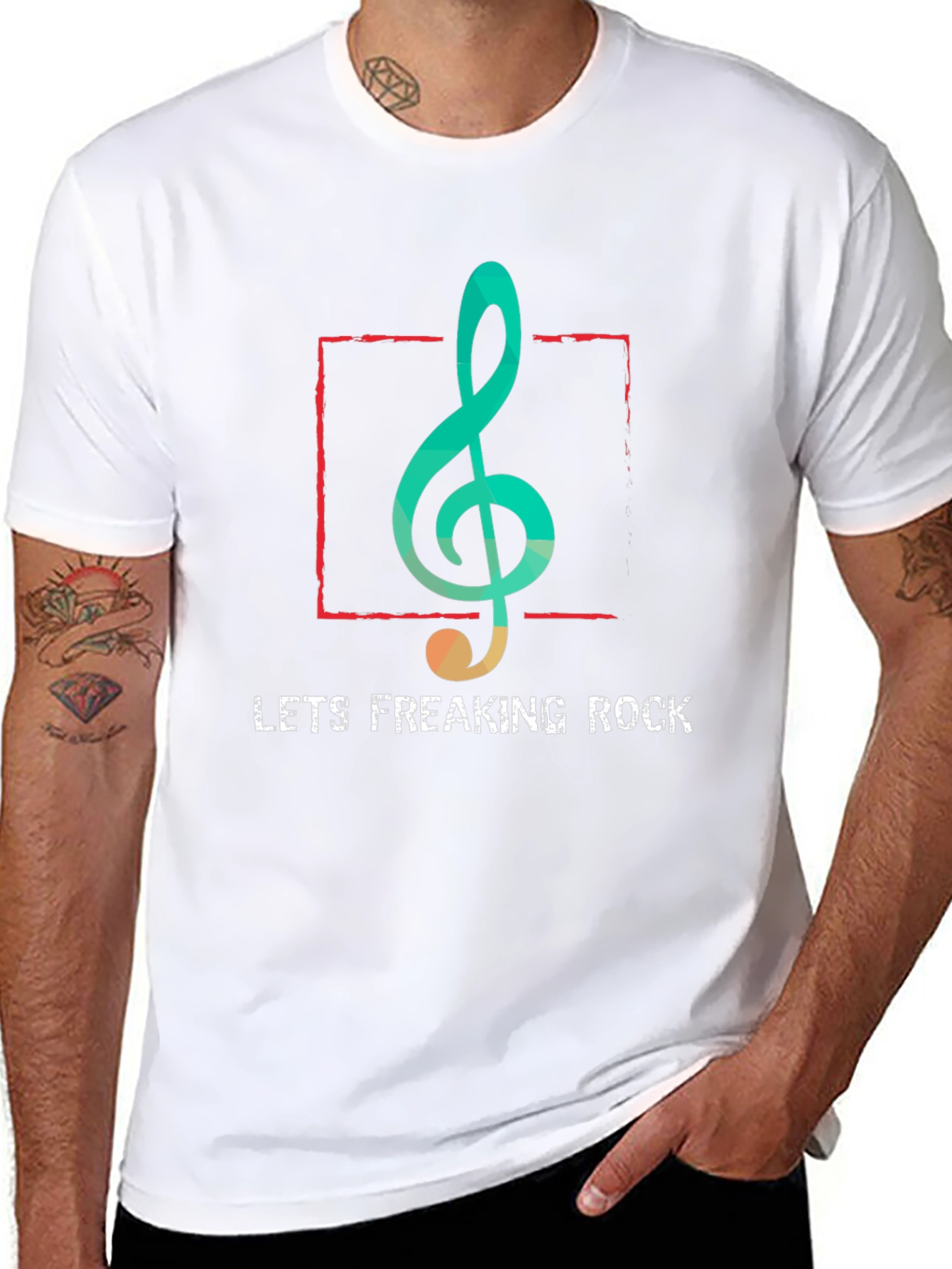 Lets Freaking Rock T-Shirt - Music Note Graphic Tee