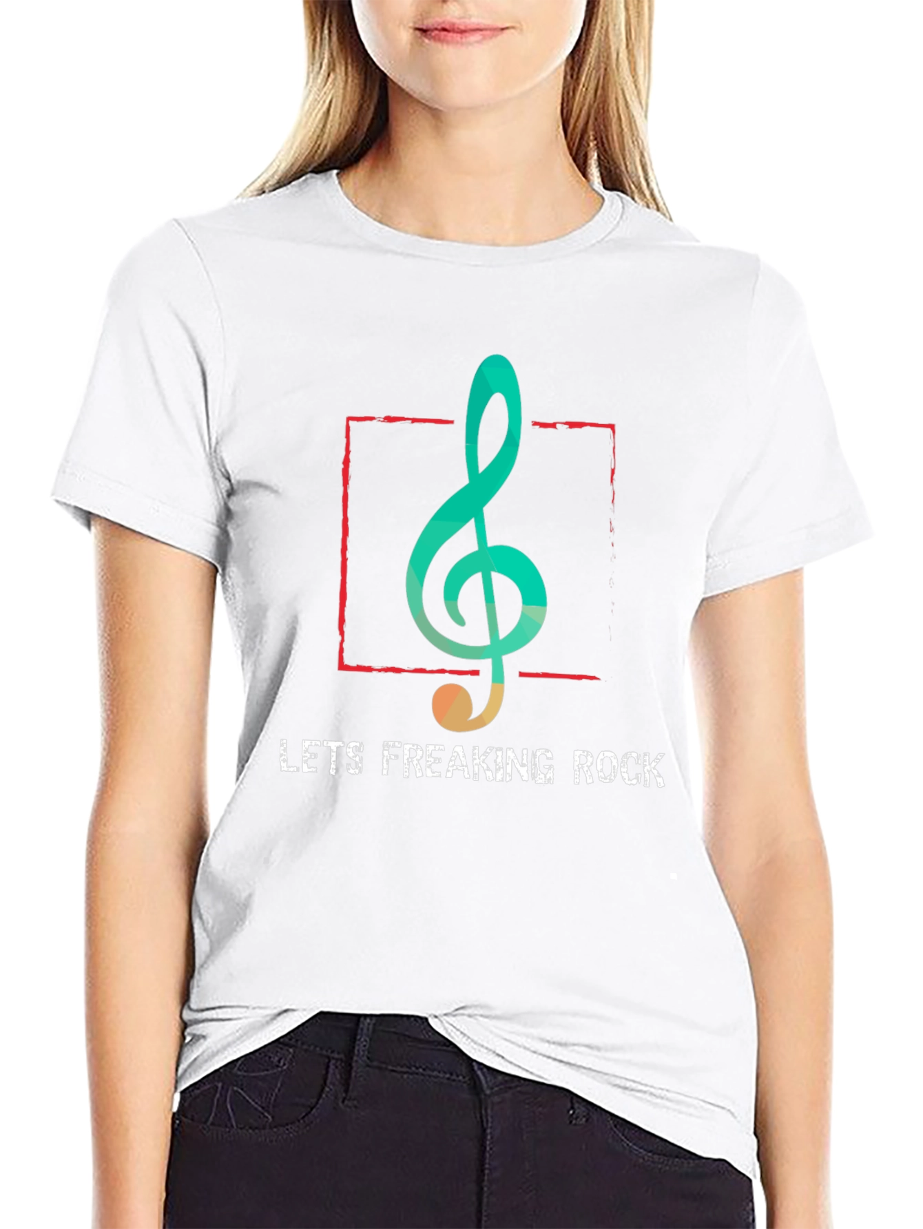 Lets Freaking Rock T-Shirt - Music Note Graphic Tee