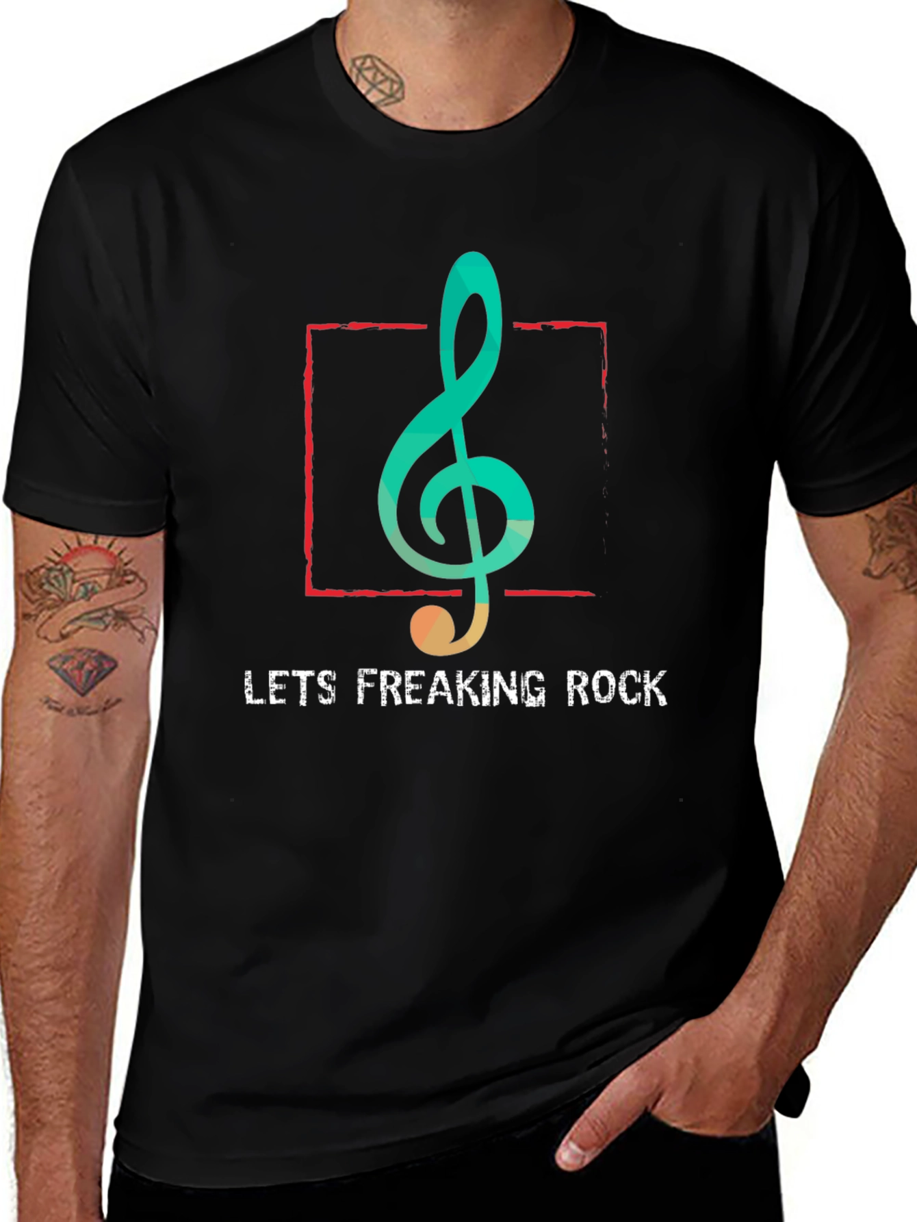 Lets Freaking Rock T-Shirt - Music Note Graphic Tee