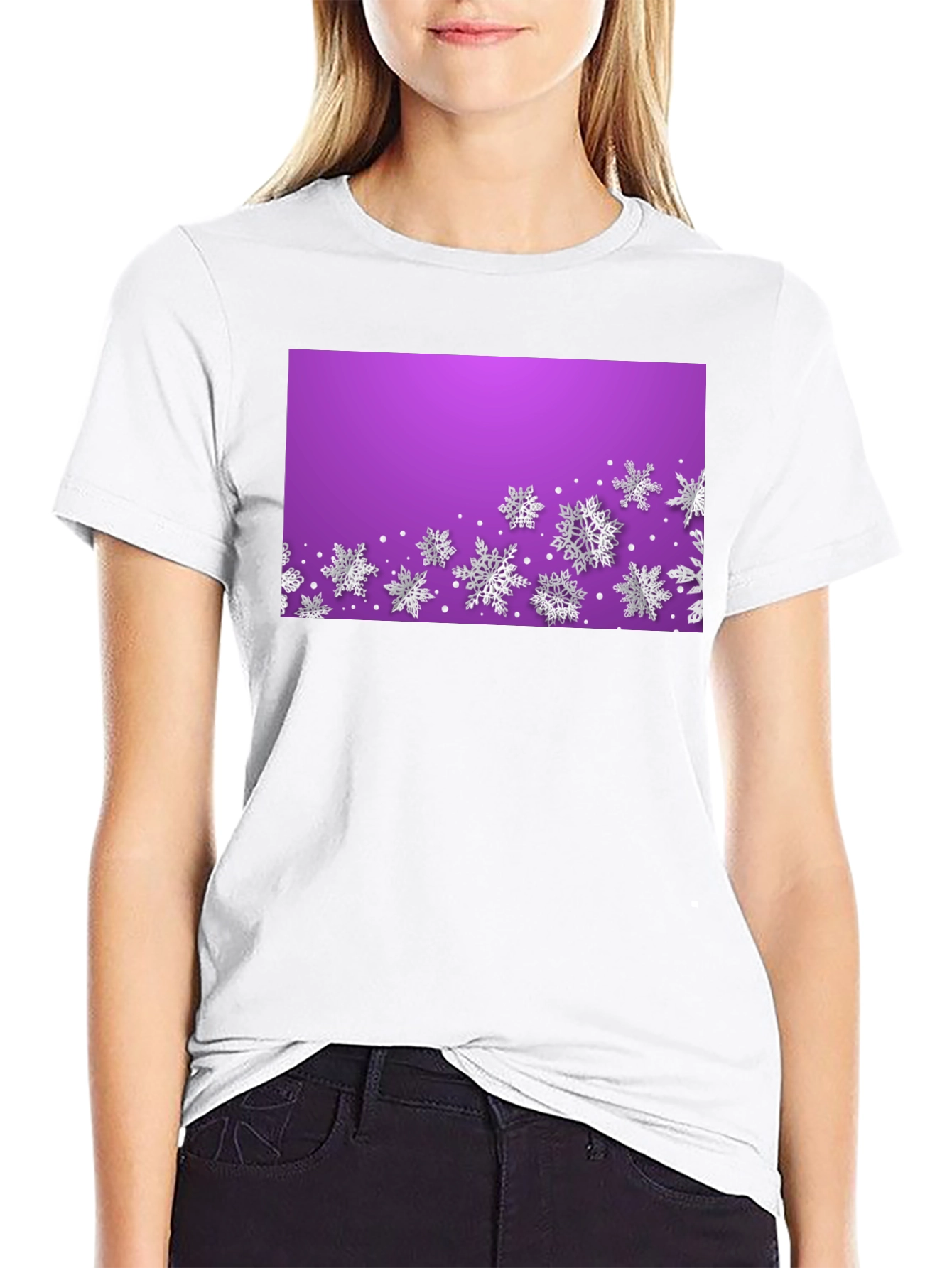 Winter Snowflake Graphic Tee - Black