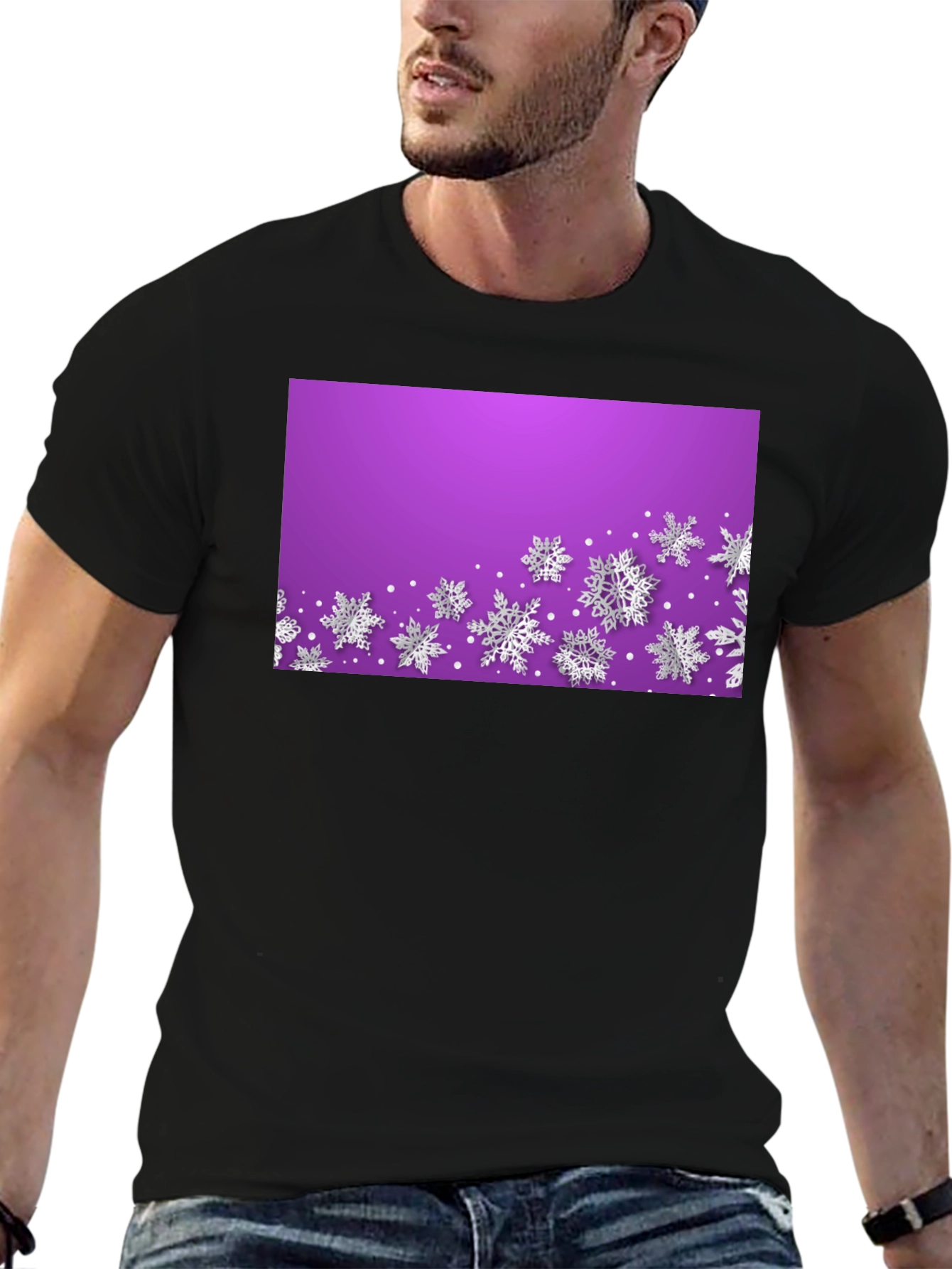 Winter Snowflake Graphic Tee - Black