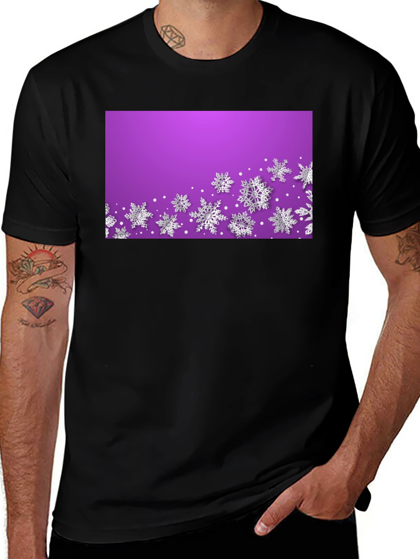 Winter Snowflake Graphic Tee - Black